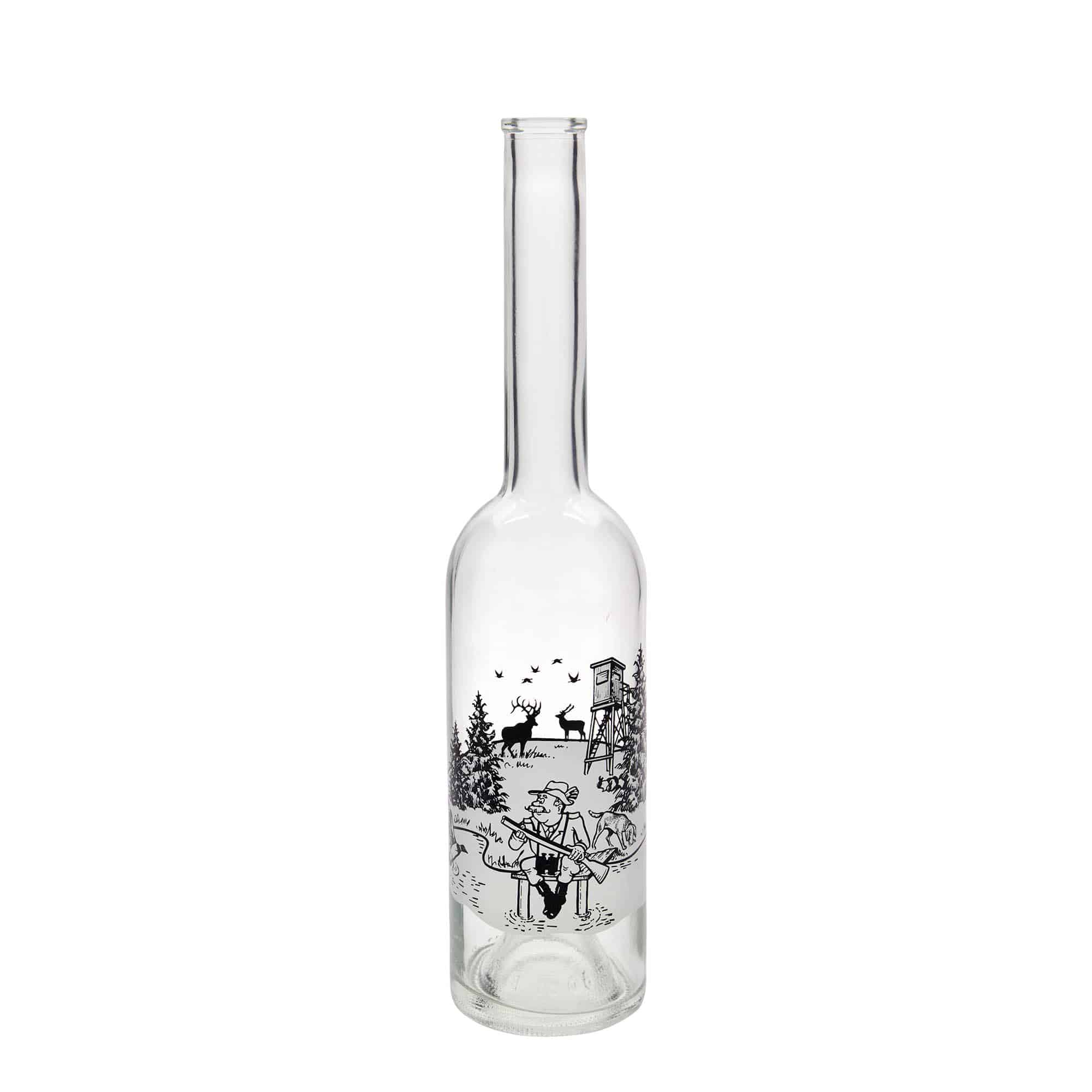 Shishe qelqi 500 ml 'Opera', motiv: Gjuetar, gojëz: Kork
