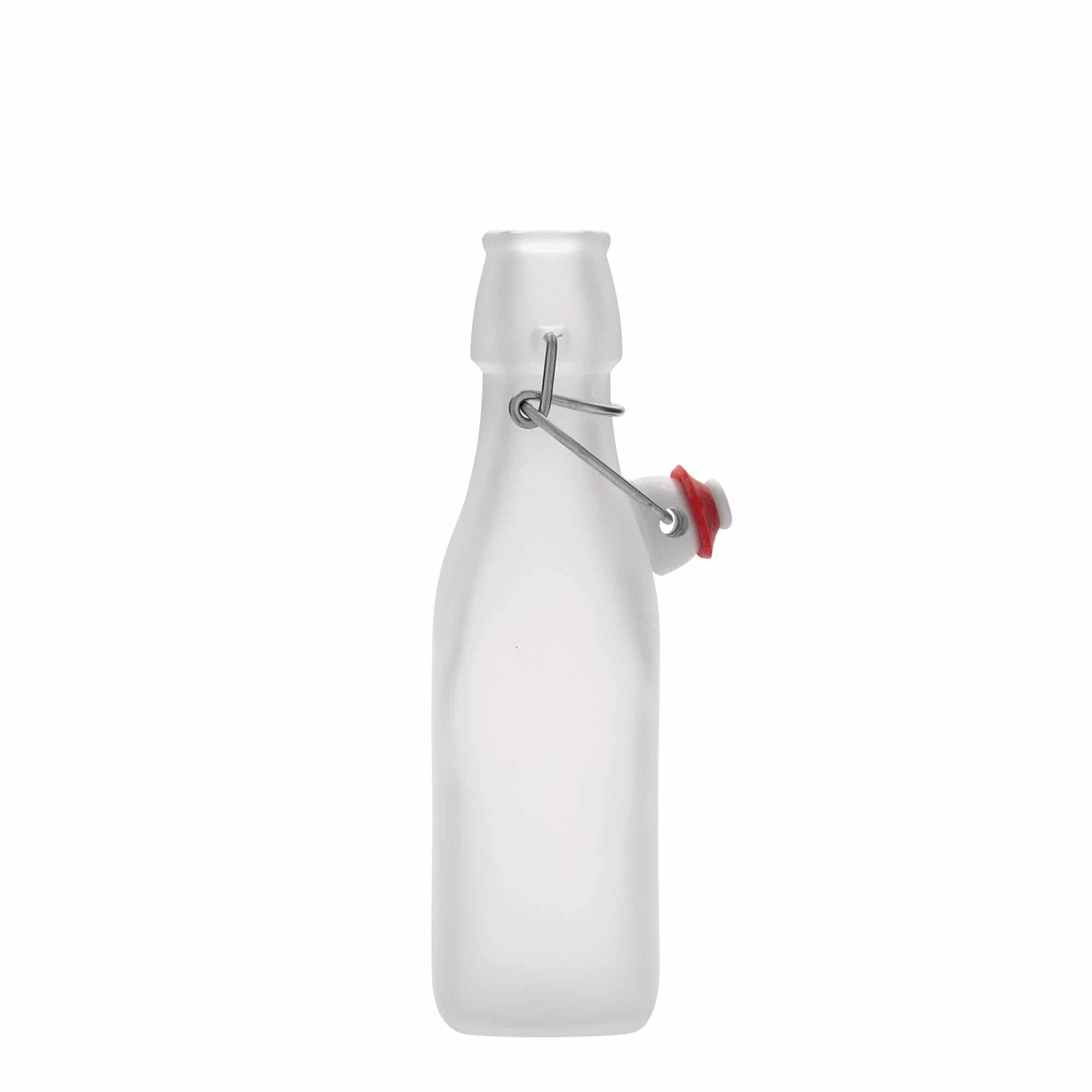 250 ml shishe qelqi 'Swing, katrore, e bardhë, hapje: mbyllje me kapëse