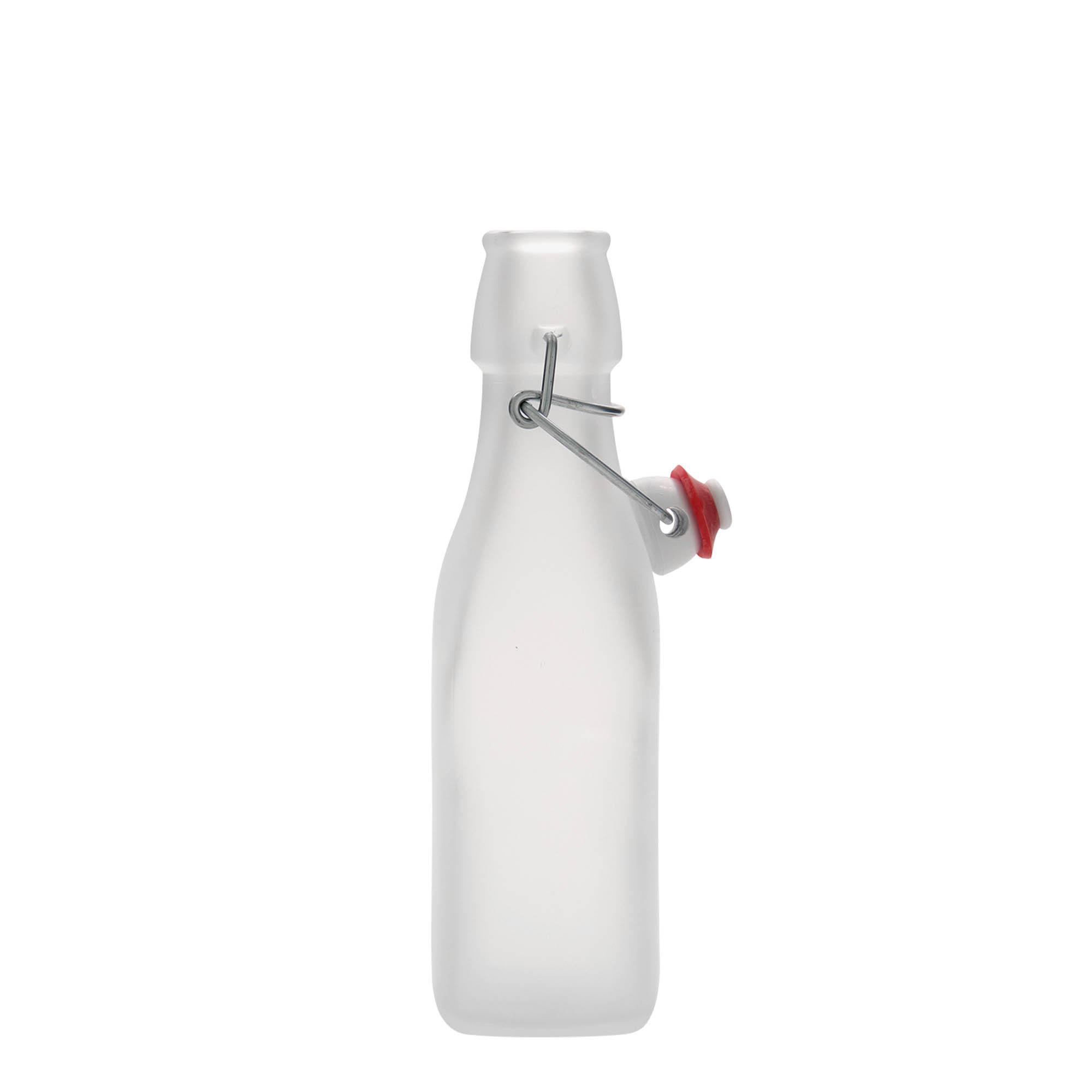 250 ml shishe qelqi 'Swing, katrore, e bardhë, hapje: mbyllje me kapëse 250 ml shishe qelqi 'Swing, katrore, e bardhë, hapje: mbyllje me kapëse