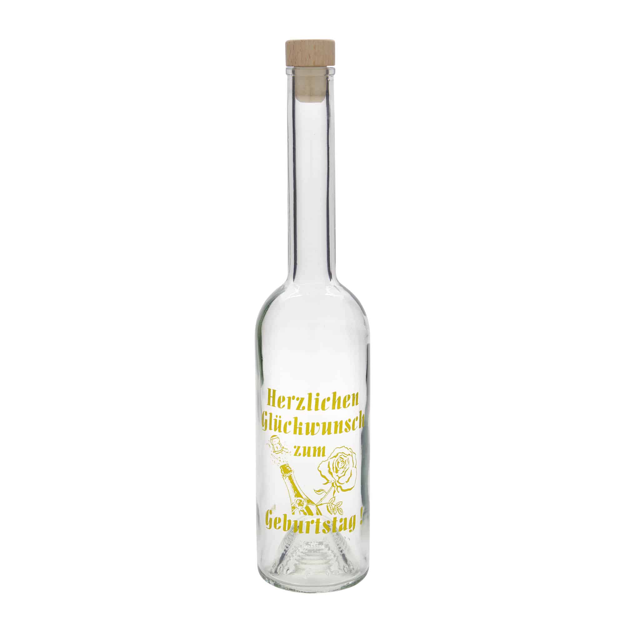 Shishe qelqi 500 ml 'Opera', motiv: shishe ditëlindjeje, grykë: kork