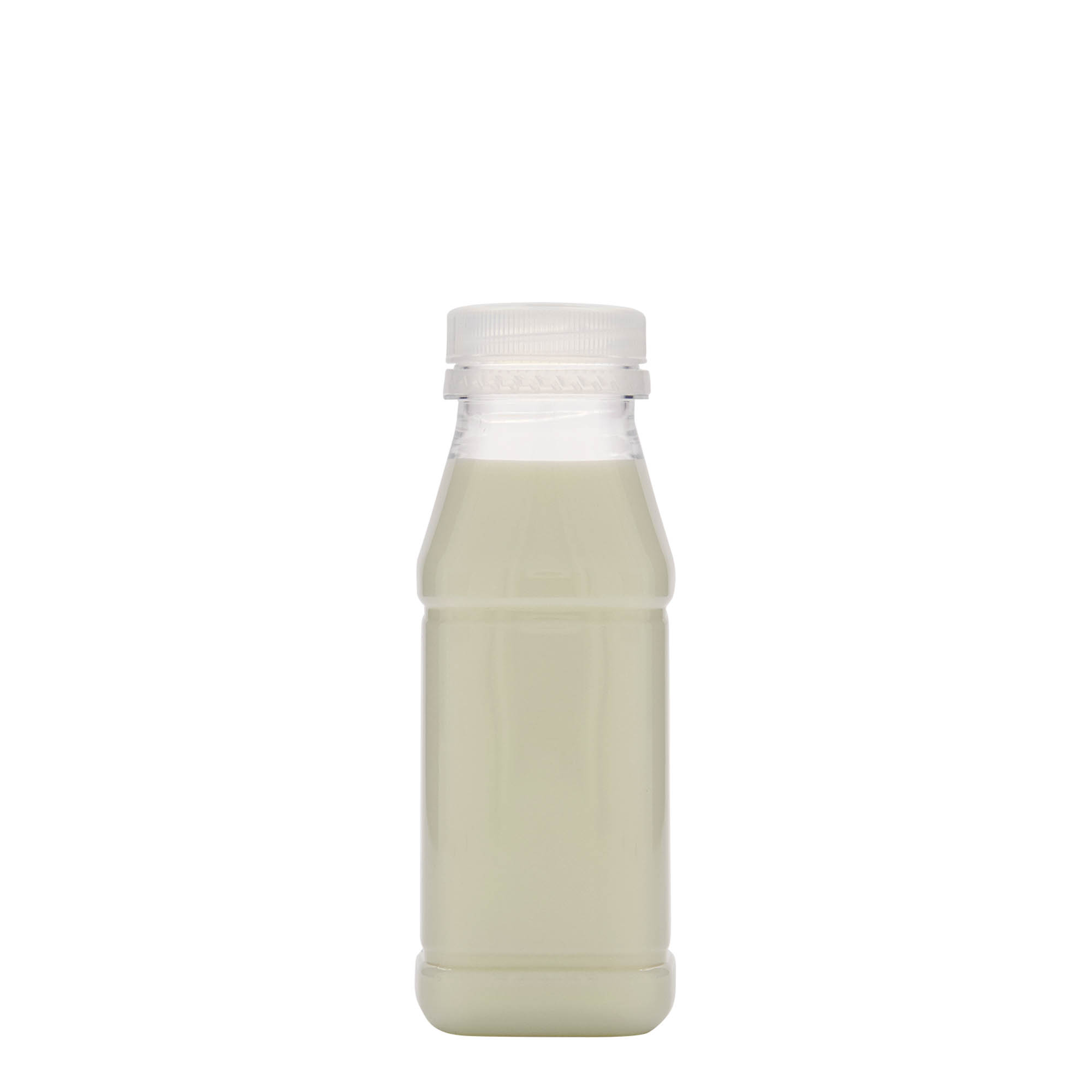Shishe PET 250 ml 'Milk and Juice Carré', katrore, plastikë, hapje: 38 mm Shishe PET 250 ml 'Milk and Juice Carré', katrore, plastikë, hapje: 38 mm