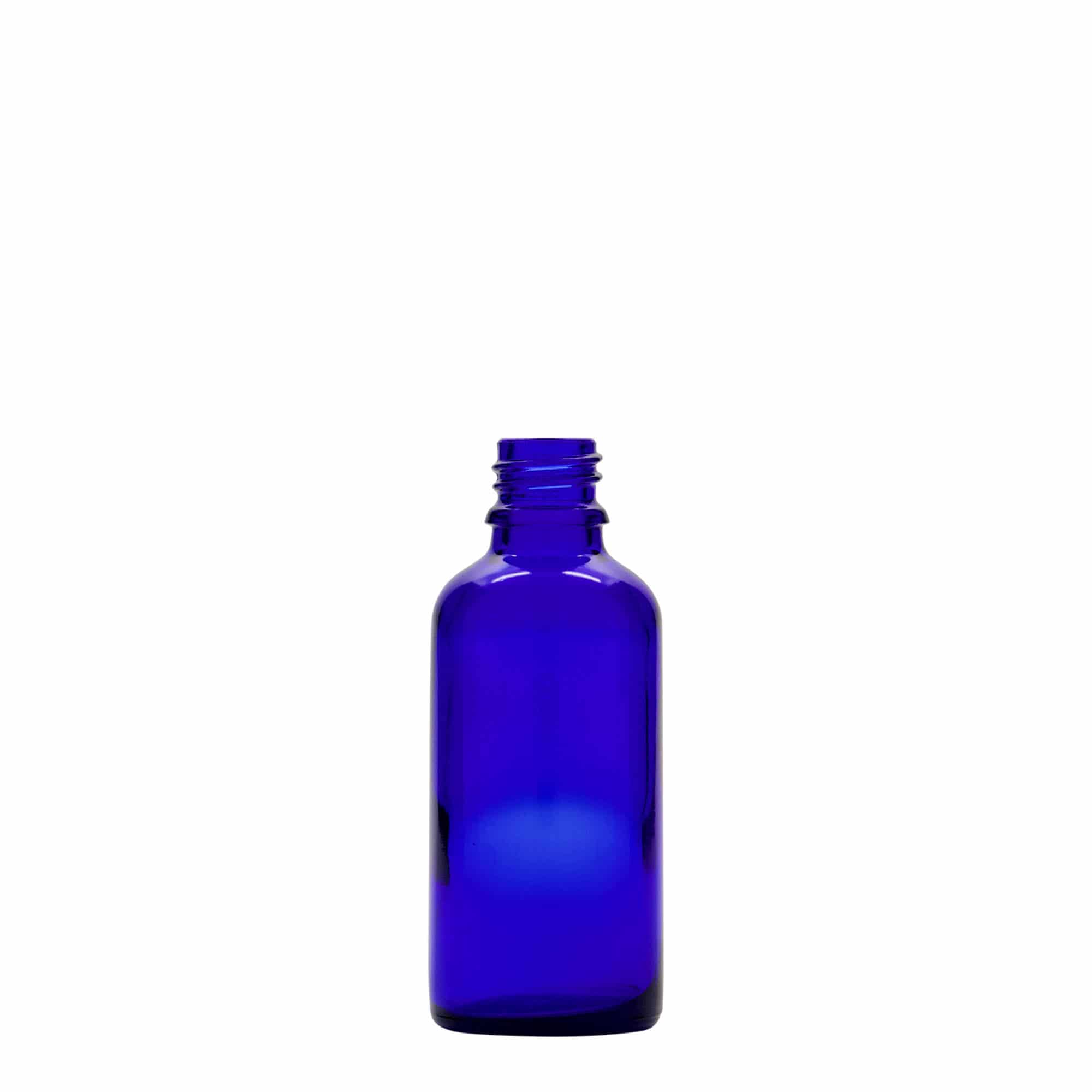 50 ml shishe me pipetë, mjekësore, xham, blu mbretëror-kuqe, hapje: DIN 18