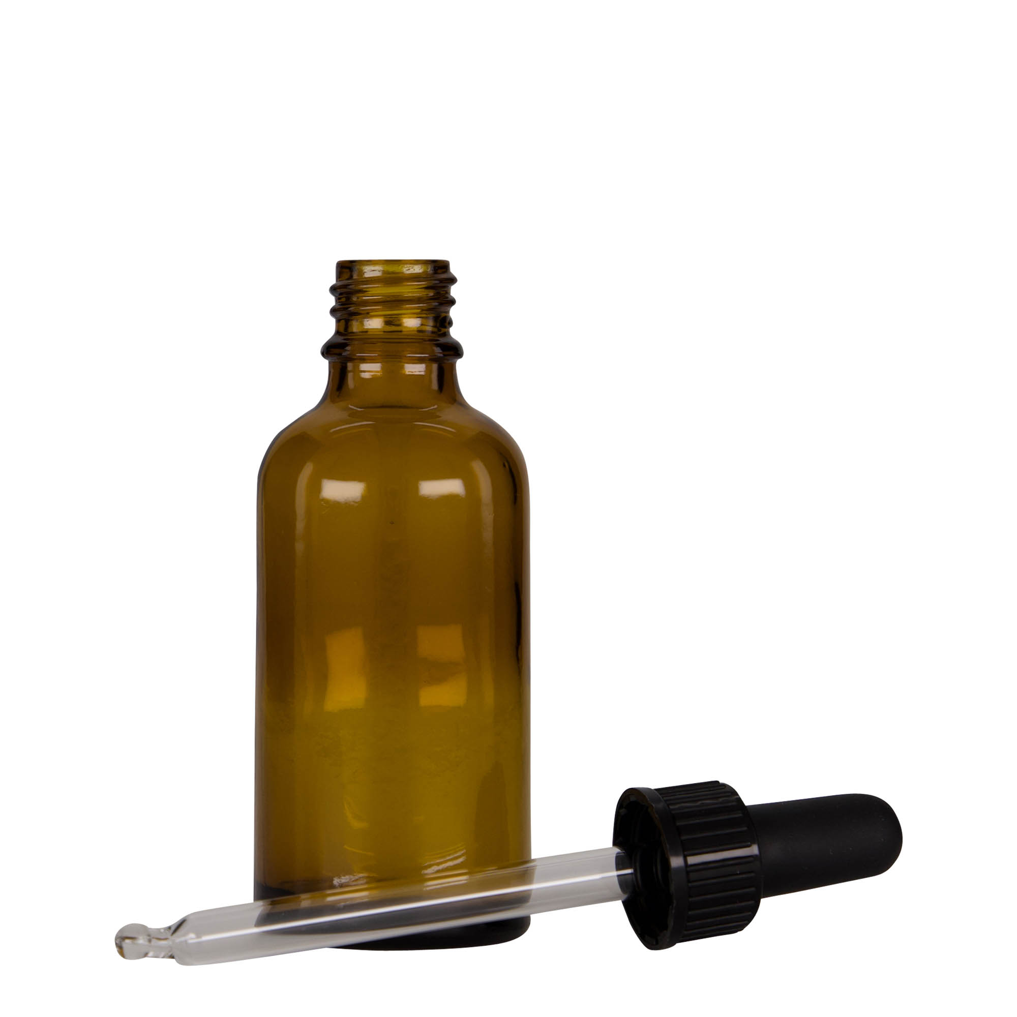 50 ml Shishe me pipetë, mjekësore, qelq, kafe-e zezë, gojë: DIN 18
