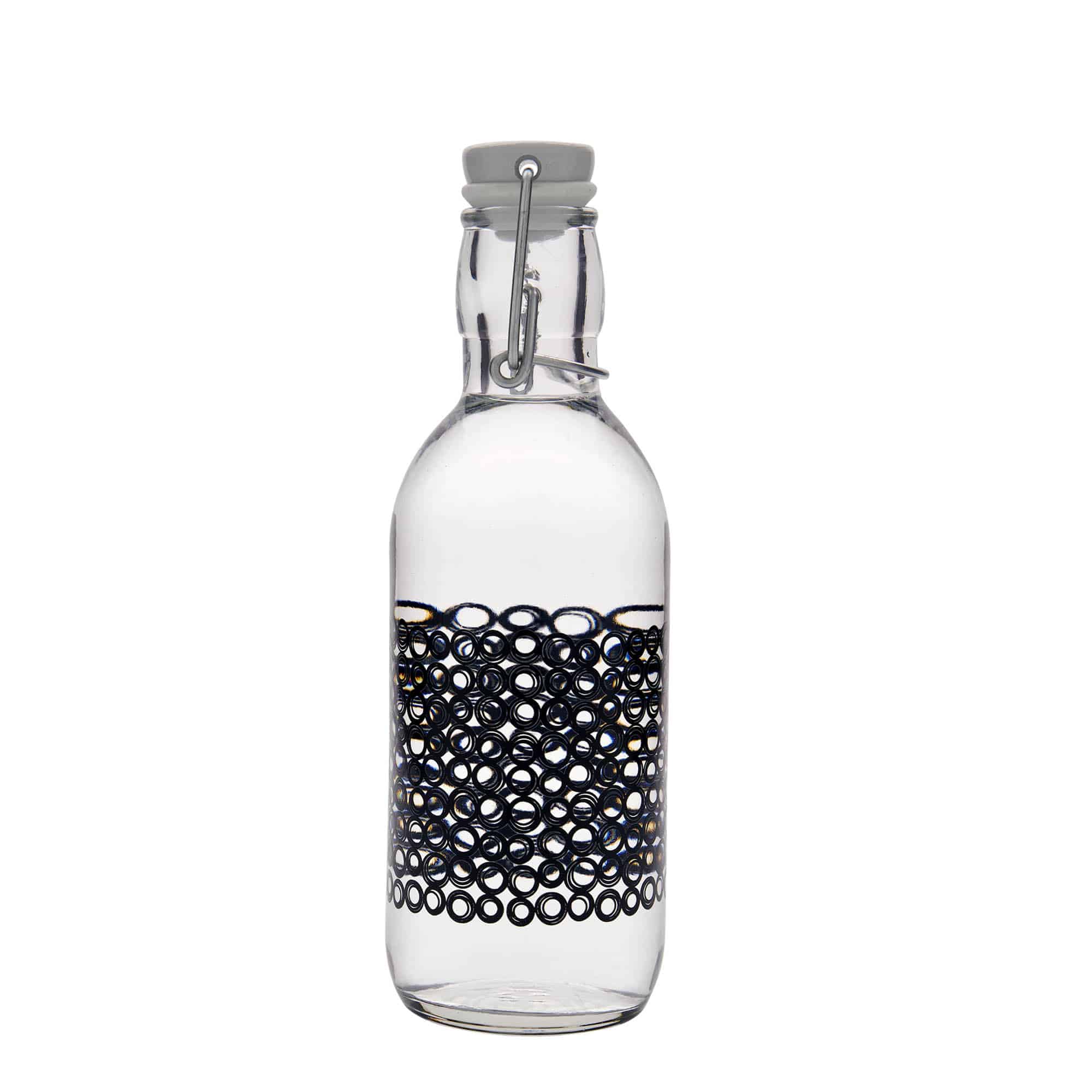 Shishe qelqi 500 ml 'Emilia', motiv: Circola nero, hapje: kapak me brekë