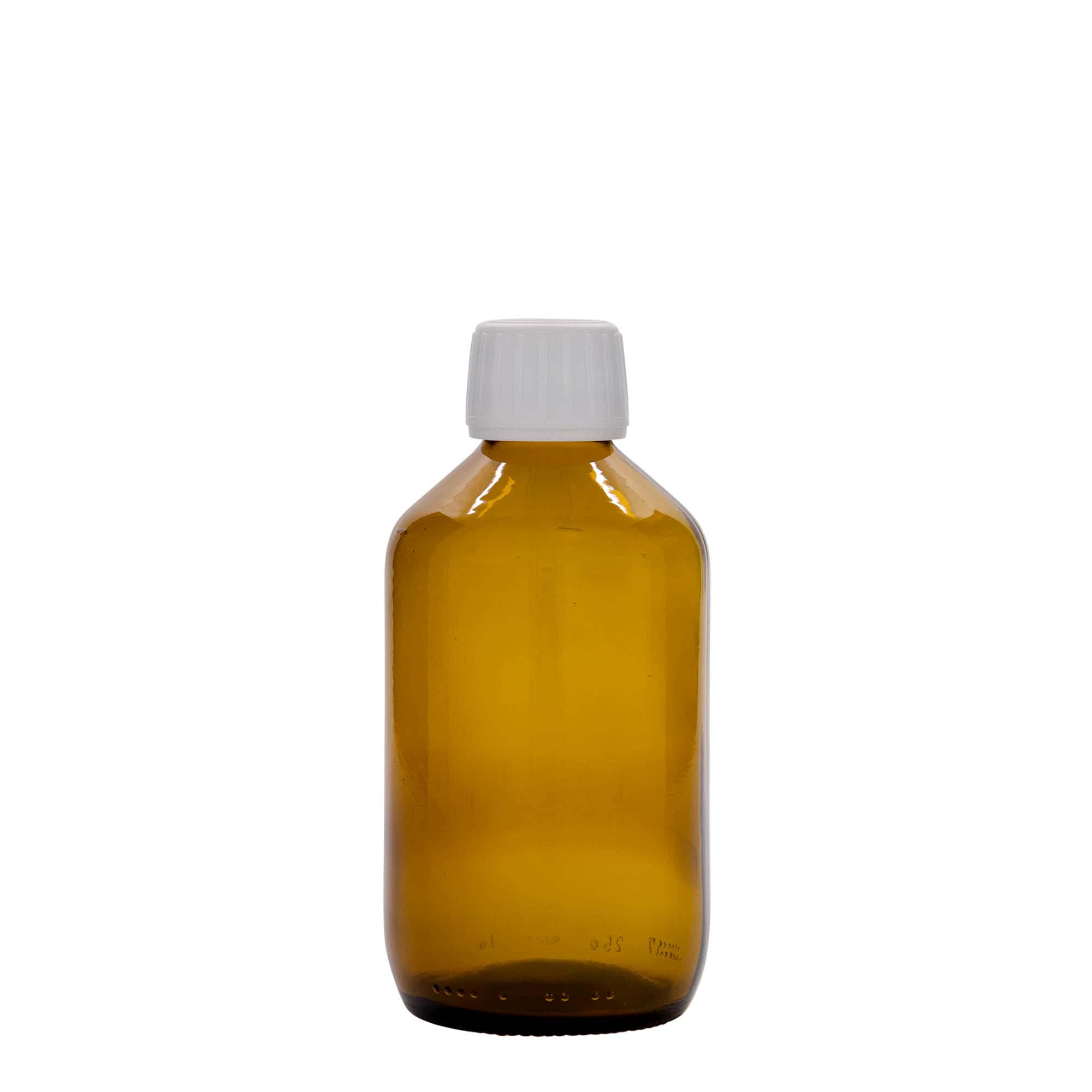 250 ml shishe mjekësore, kafe, qelq, gojë: PP 28
