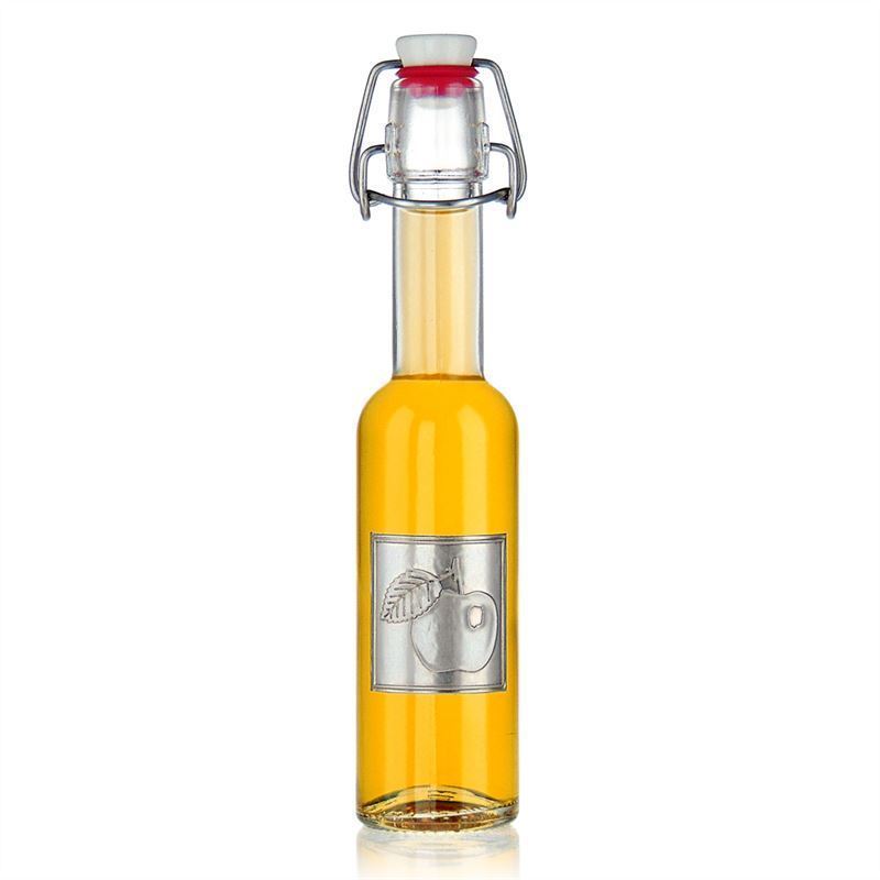 Etiketë prej zinku 'Mollë', katrore, metal, argjend