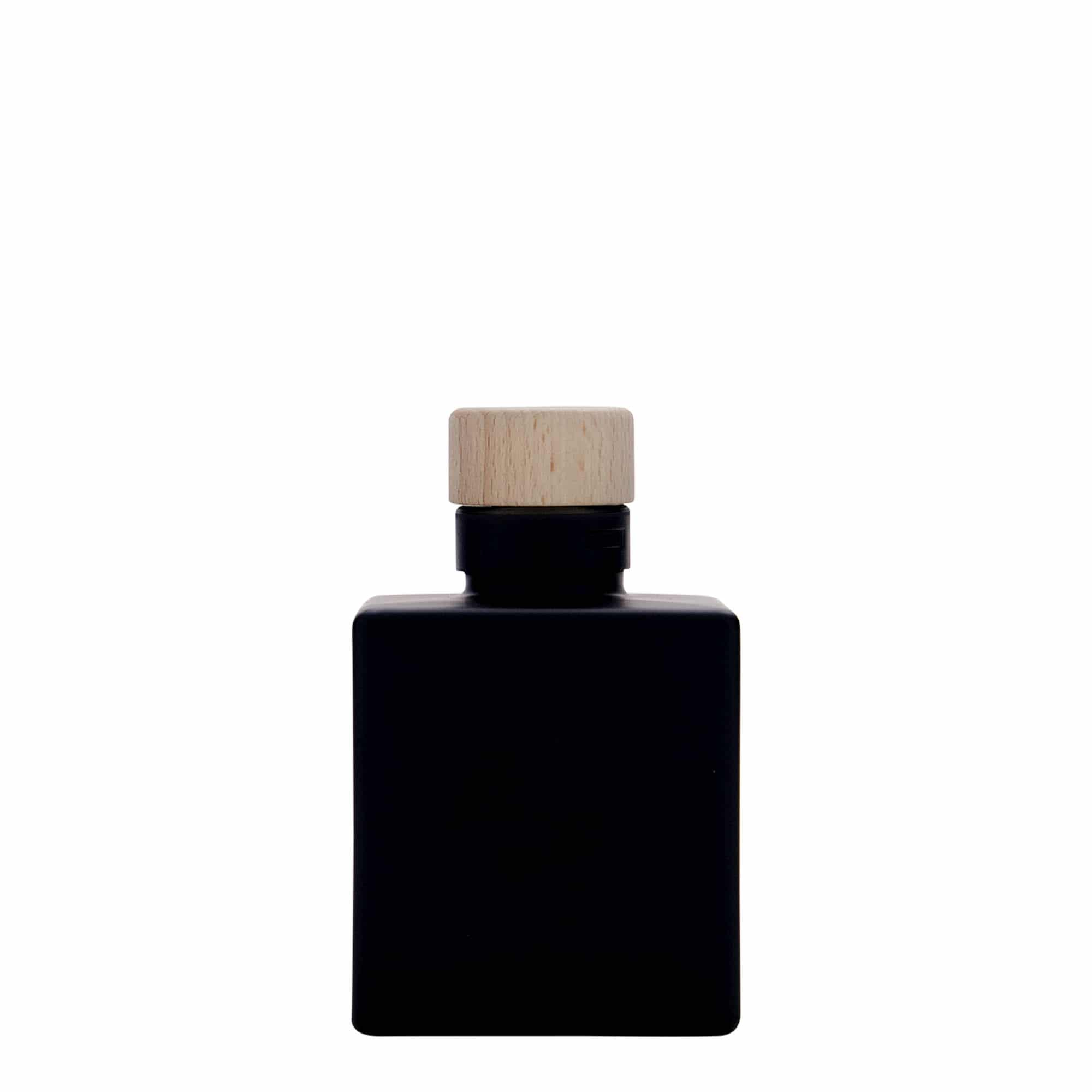Shishe qelqi 100 ml 'Cube', katrore, e zezë, gojë: kork