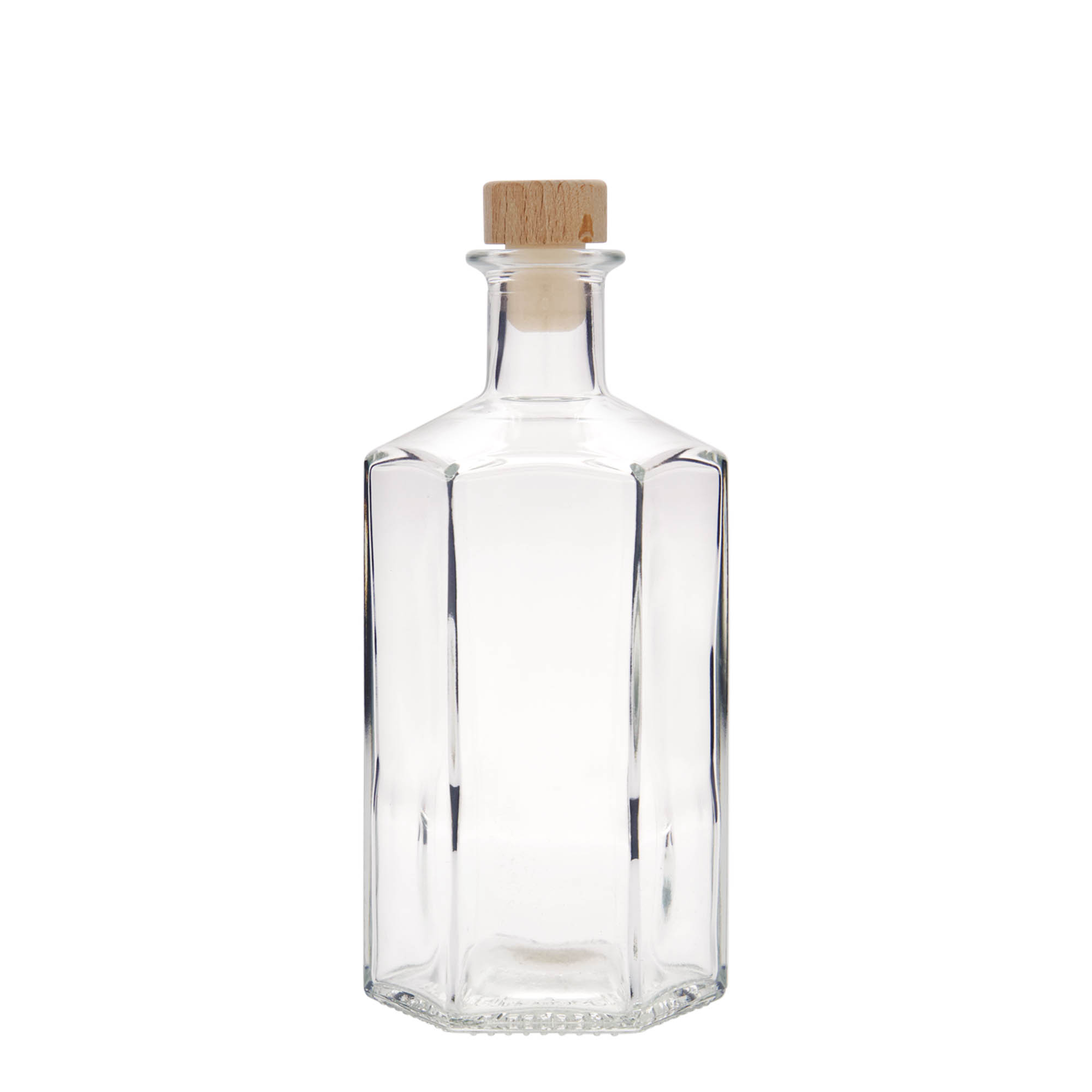 Shishe qelqi 500 ml Farmacisti 'Jimmy', gjashtëkëndëshe, gojë: Kork