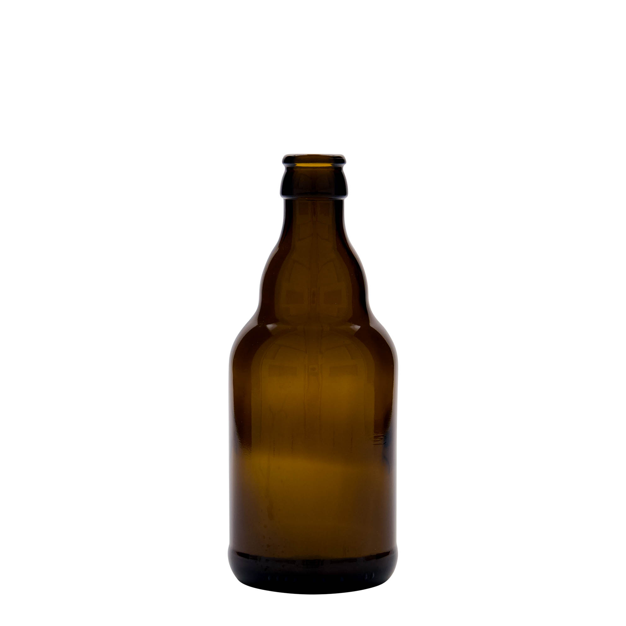 330 ml shishe birre 'Steinie', qelq, kafe, gojë: Kronkorken 330 ml shishe birre 'Steinie', qelq, kafe, gojë: Kronkorken