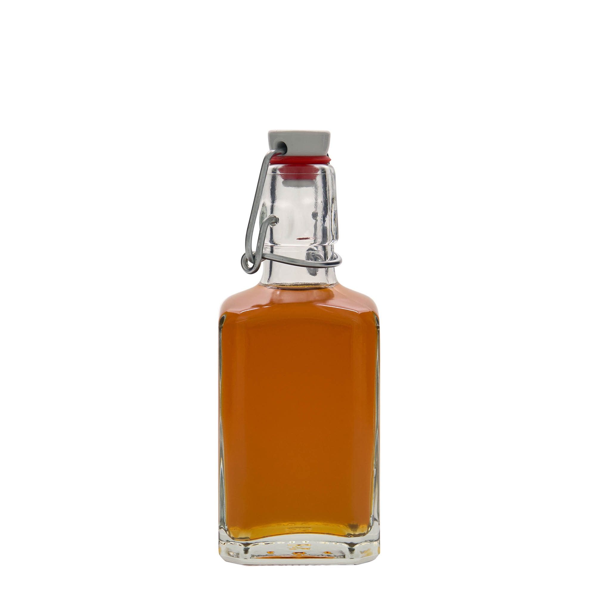 250 ml shishe qelqi 'Rialto', katrore, gojë: mbyllje me kapëse. 250 ml shishe qelqi 'Rialto', katrore, gojë: mbyllje me kapëse.
