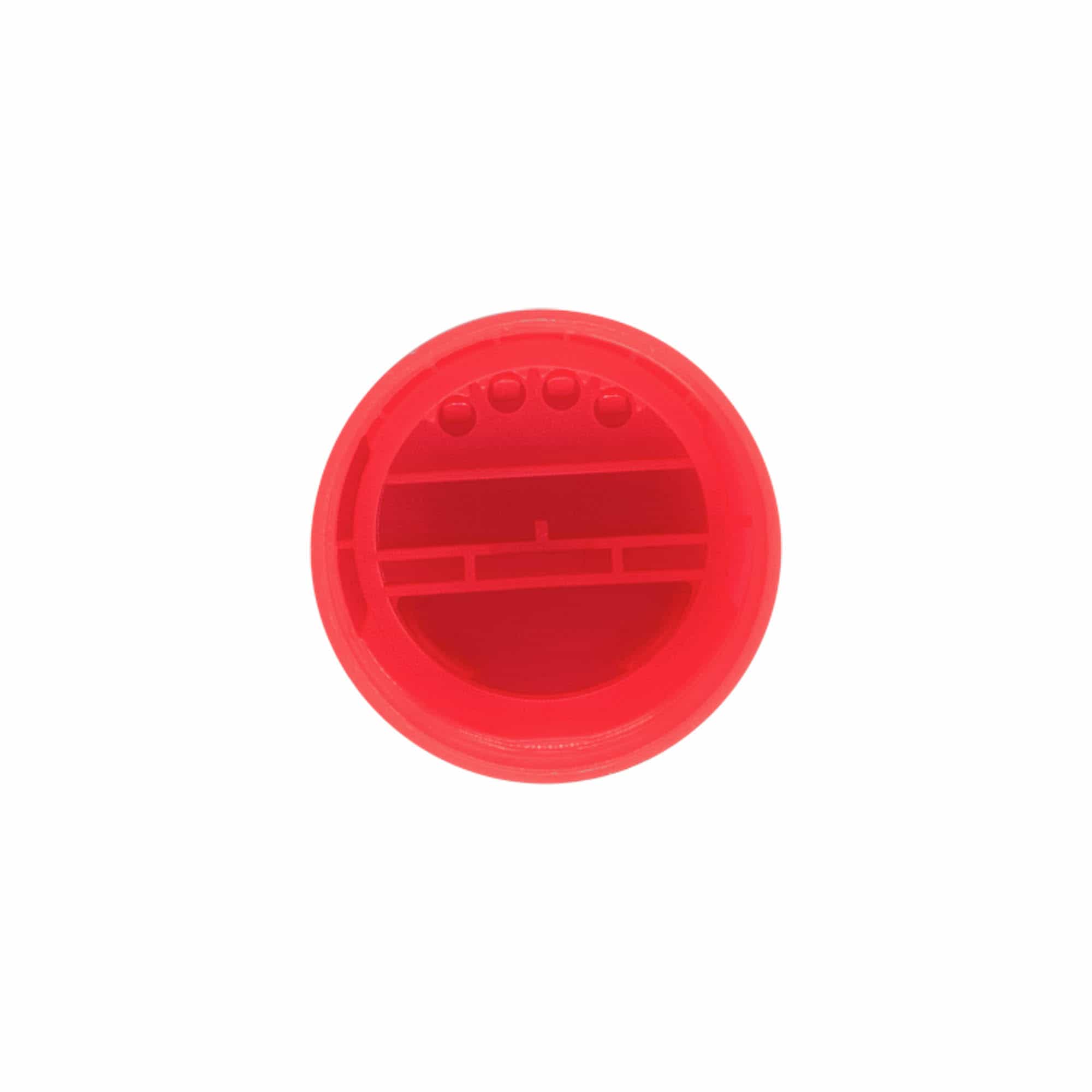 Kapak për enë erëzash me shpërndarës, plastikë PP, i kuq, për hapje: 38/400 Kapak për enë erëzash me shpërndarës, plastikë PP, i kuq, për hapje: 38/400