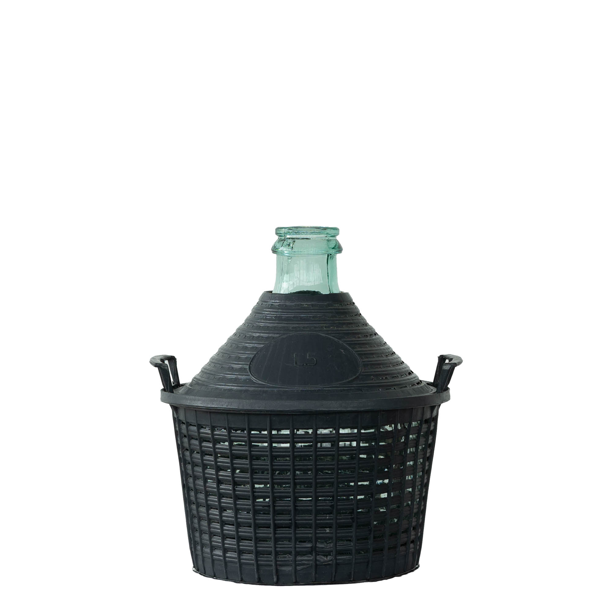 5 l shishe baloni me qafë të ngushtë, xham, gojë: kapak i mbuluar