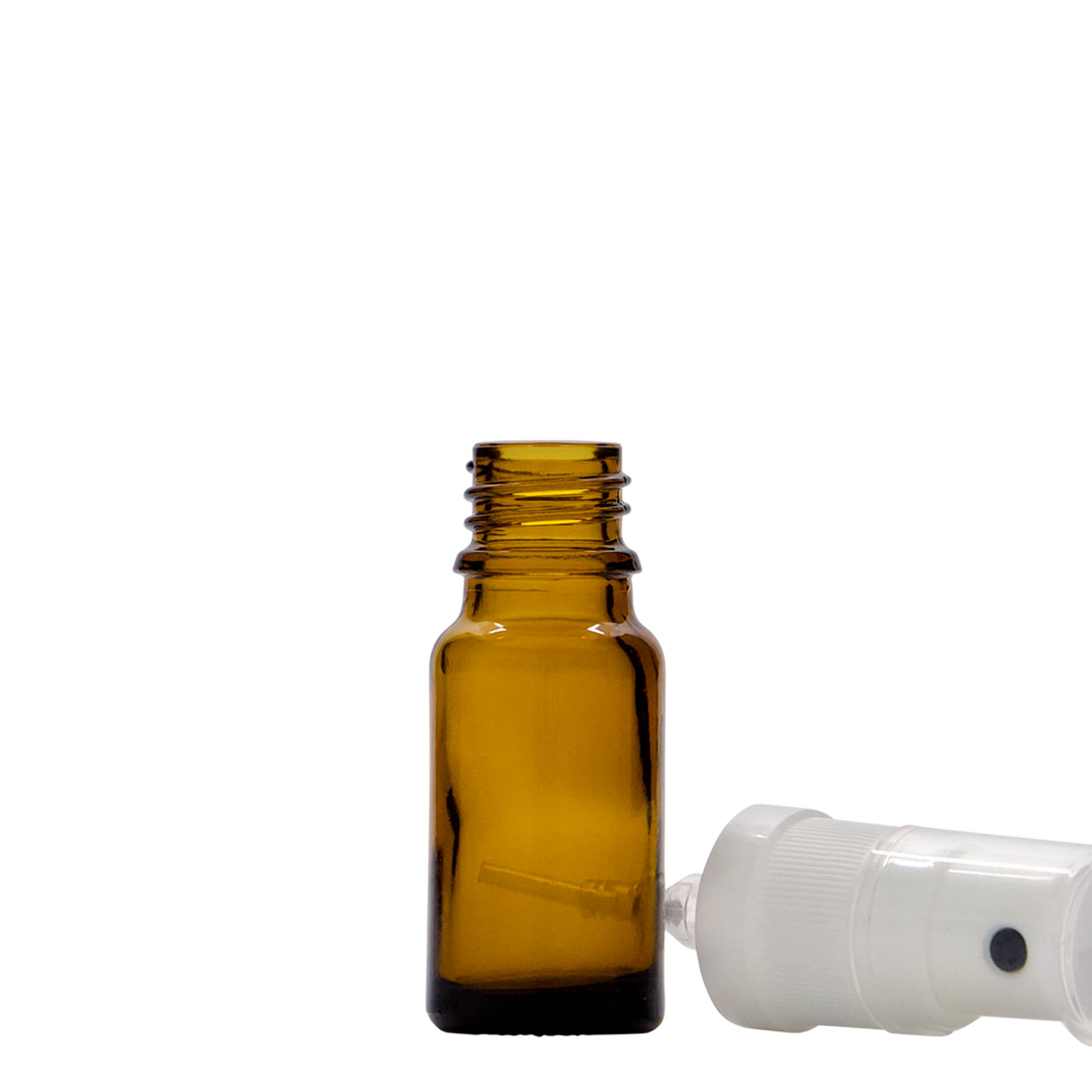 10 ml shishe me spërkatës, mjekësore, qelq, kafe, goja: DIN 18 10 ml shishe me spërkatës, mjekësore, qelq, kafe, goja: DIN 18