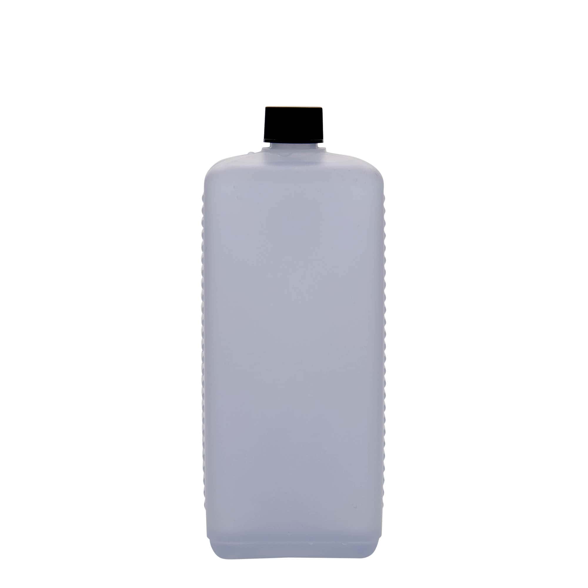 1.000 ml shishe kanister, drejtkëndëshe, plastikë HDPE, natyrale, hapje: DIN 25 EPE