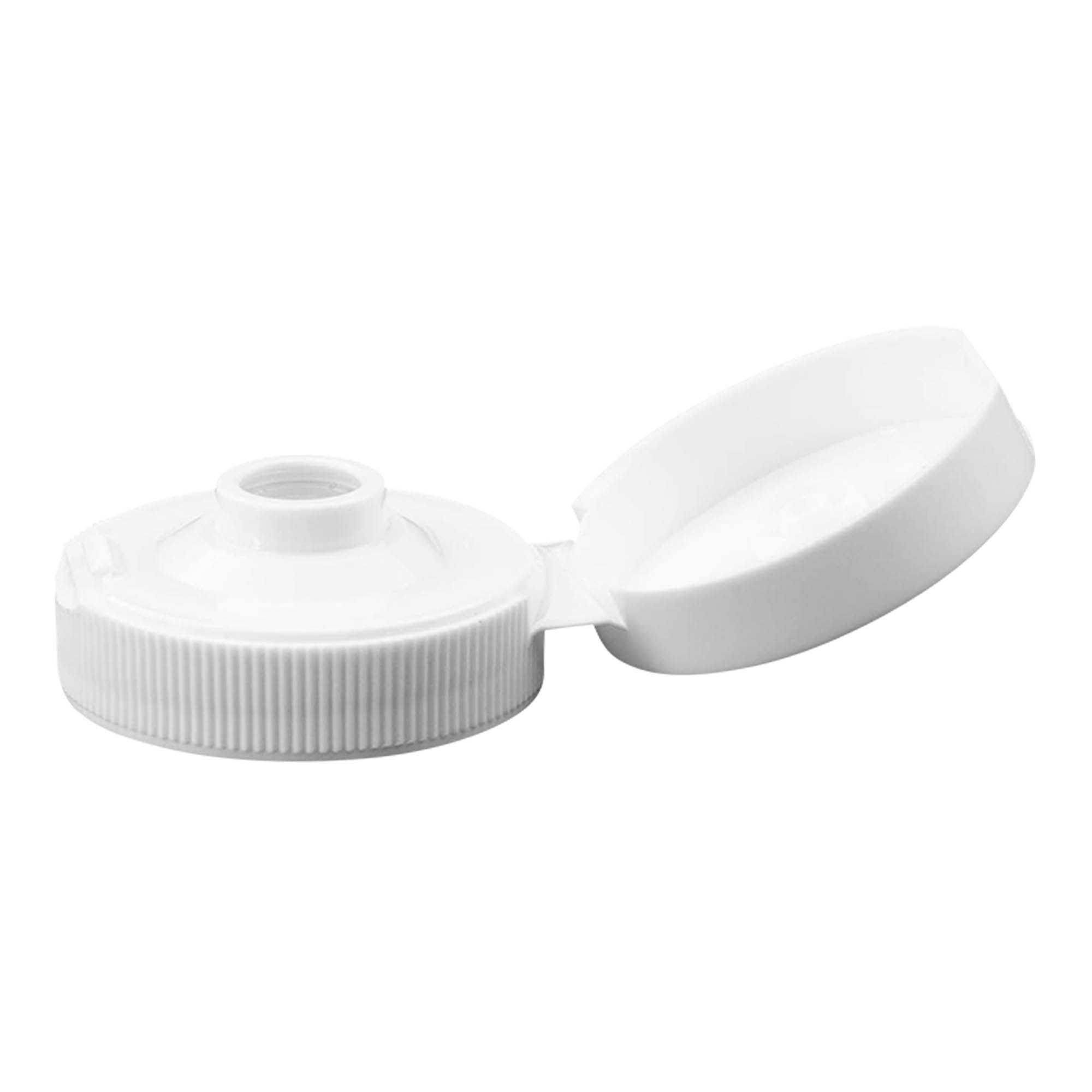 Kapak me vidë me çarnier të palosshëm, plastikë PP, i bardhë, për hapje: 38/400 Kapak me vidë me çarnier të palosshëm, plastikë PP, i bardhë, për hapje: 38/400