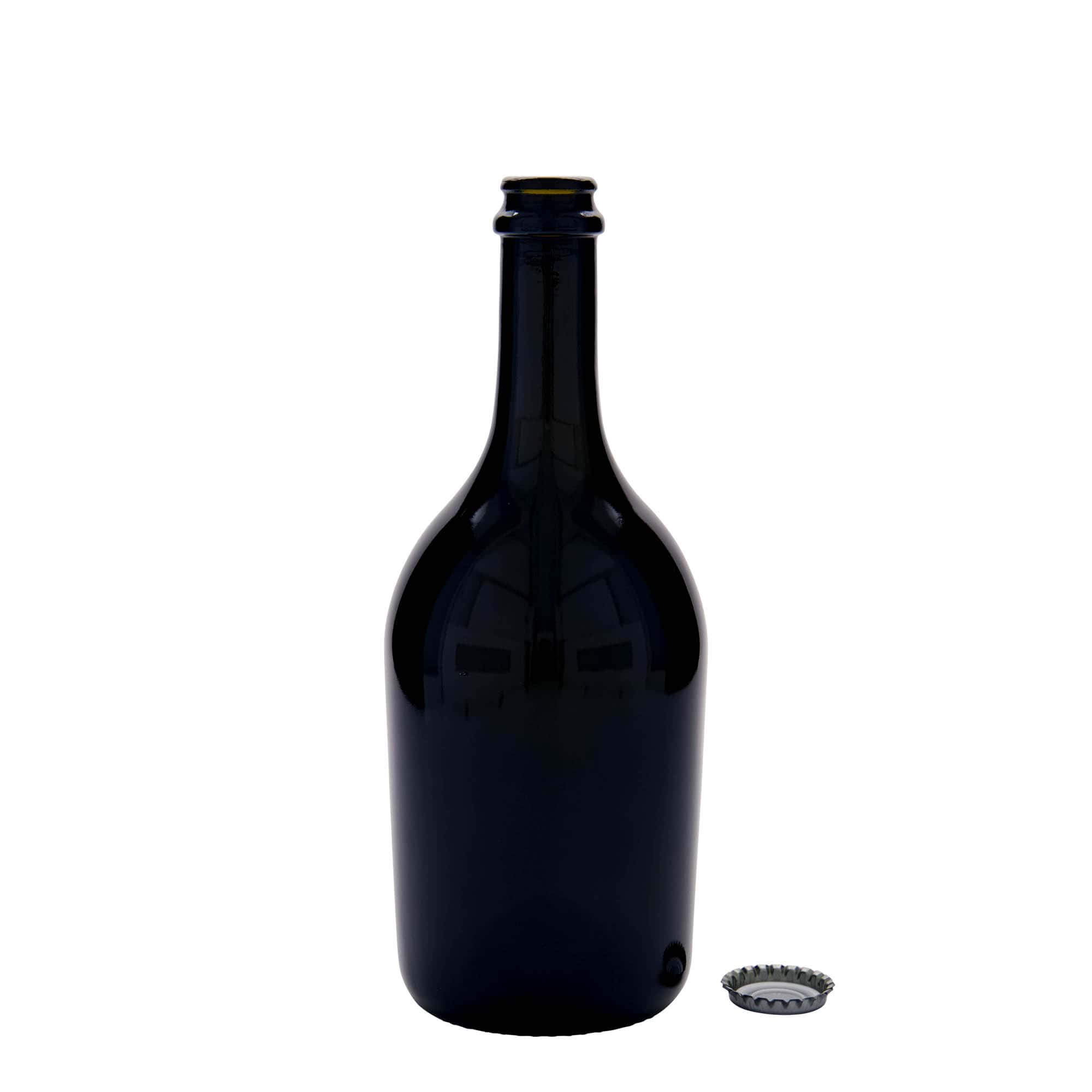 750 ml shishe birre/shampanje 'Butterfly', xham, jeshile antike, gojë: kapak kronkorken