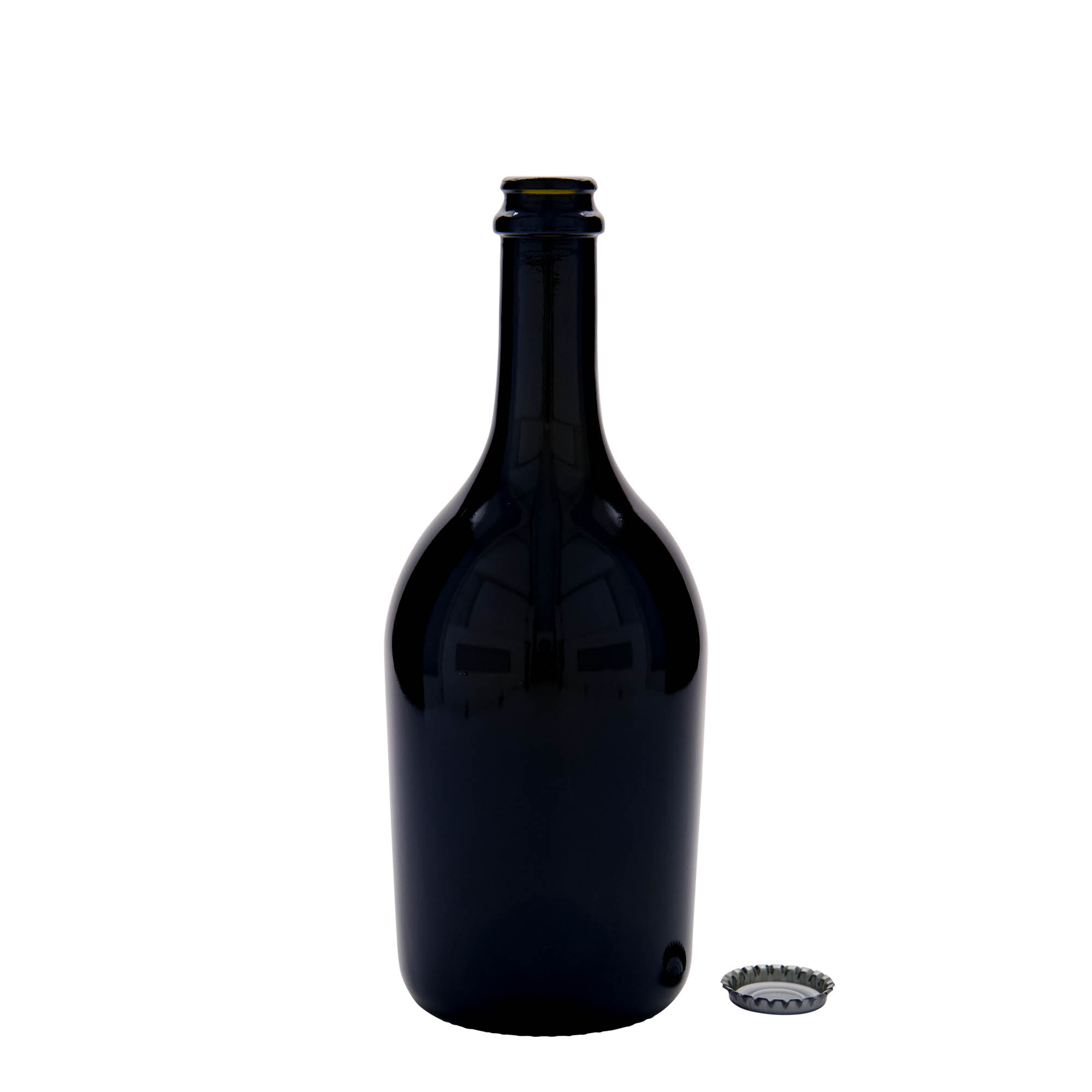 750 ml shishe birre/shampanje 'Butterfly', xham, jeshile antike, gojë: kapak kronkorken