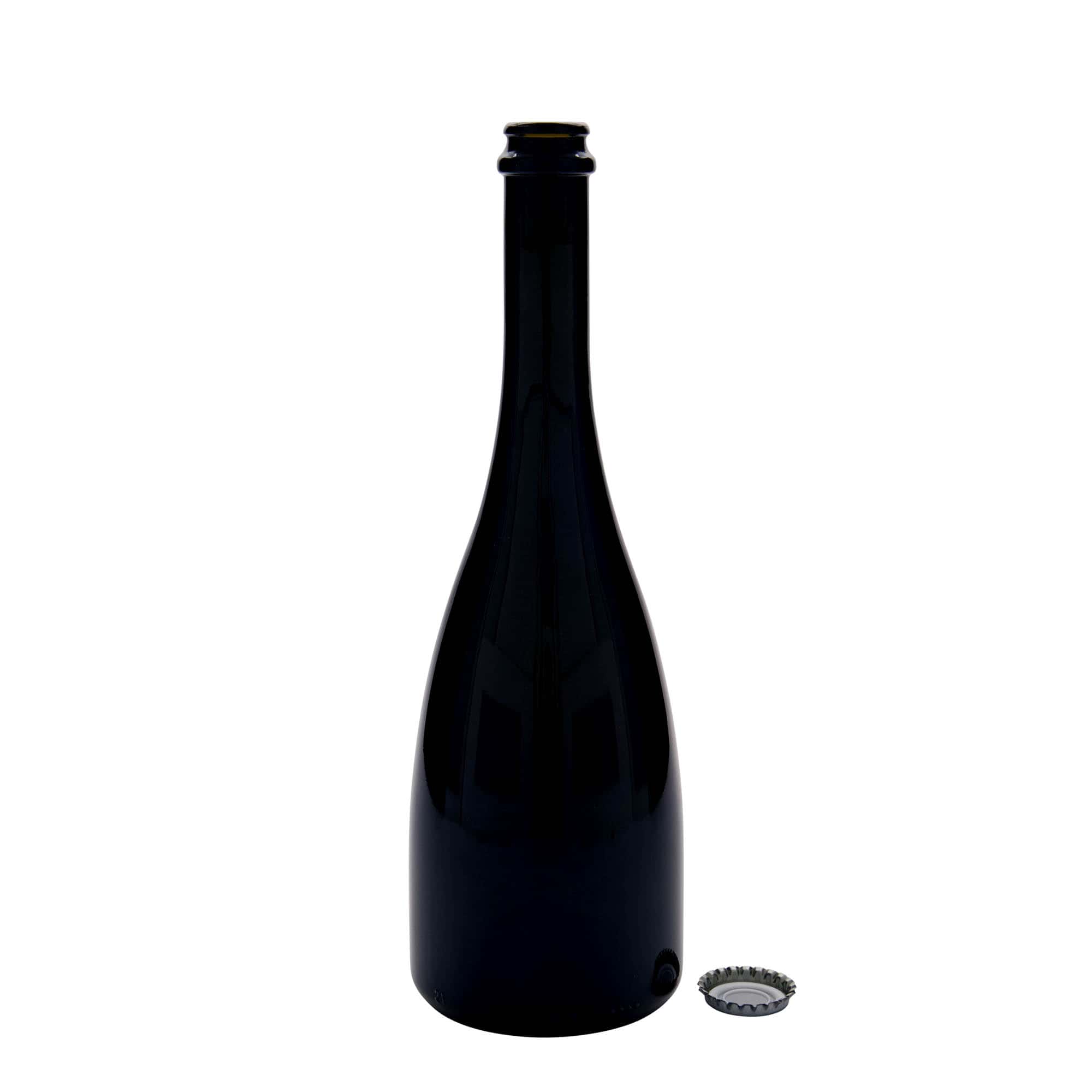 750 ml shishe birre / shampanje 'Tosca', xham, jeshile antike, gojë: kapak kronkork