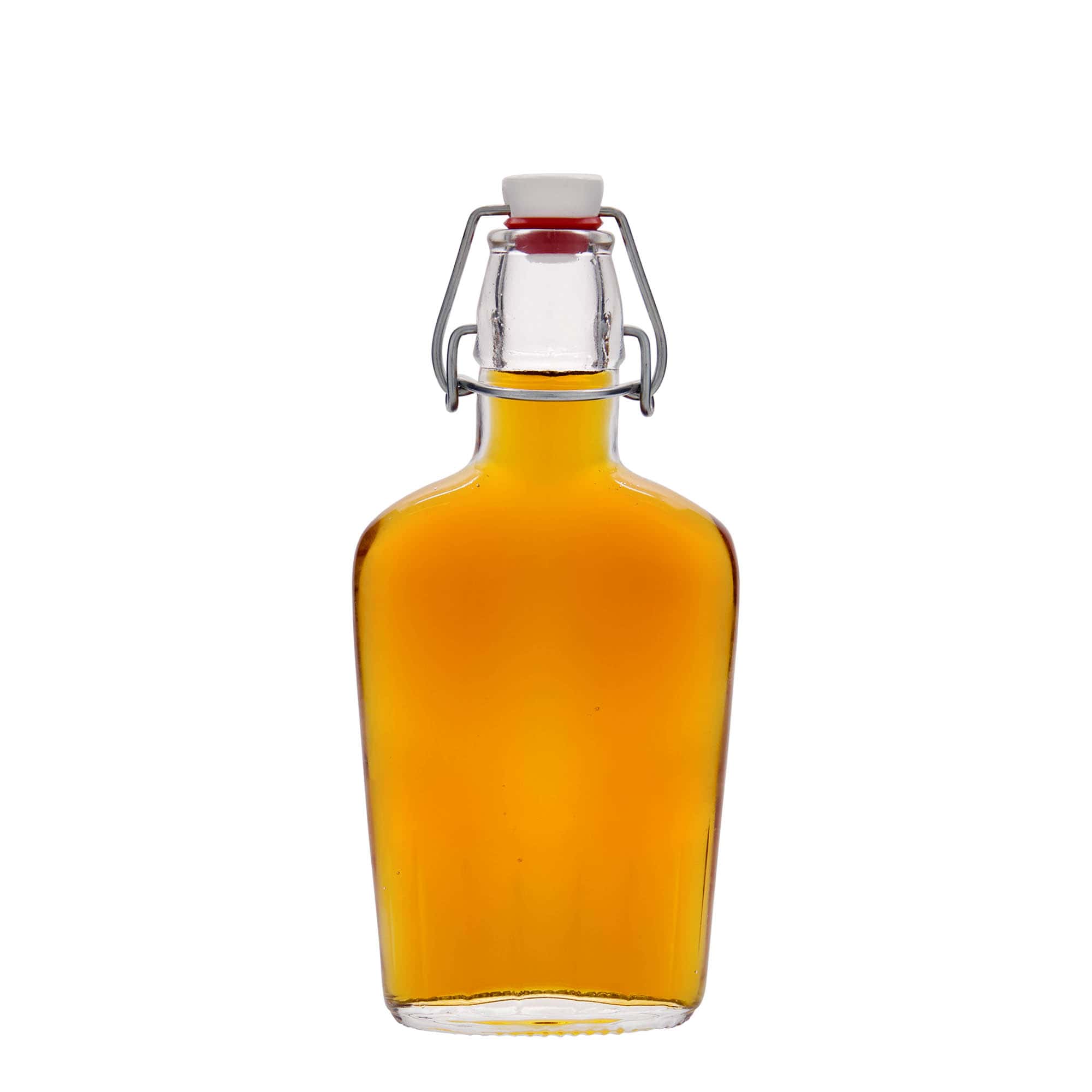 Shishe qelqi 250 ml 'Fiaschetta', ovale, gojë: kapak me kllapë
