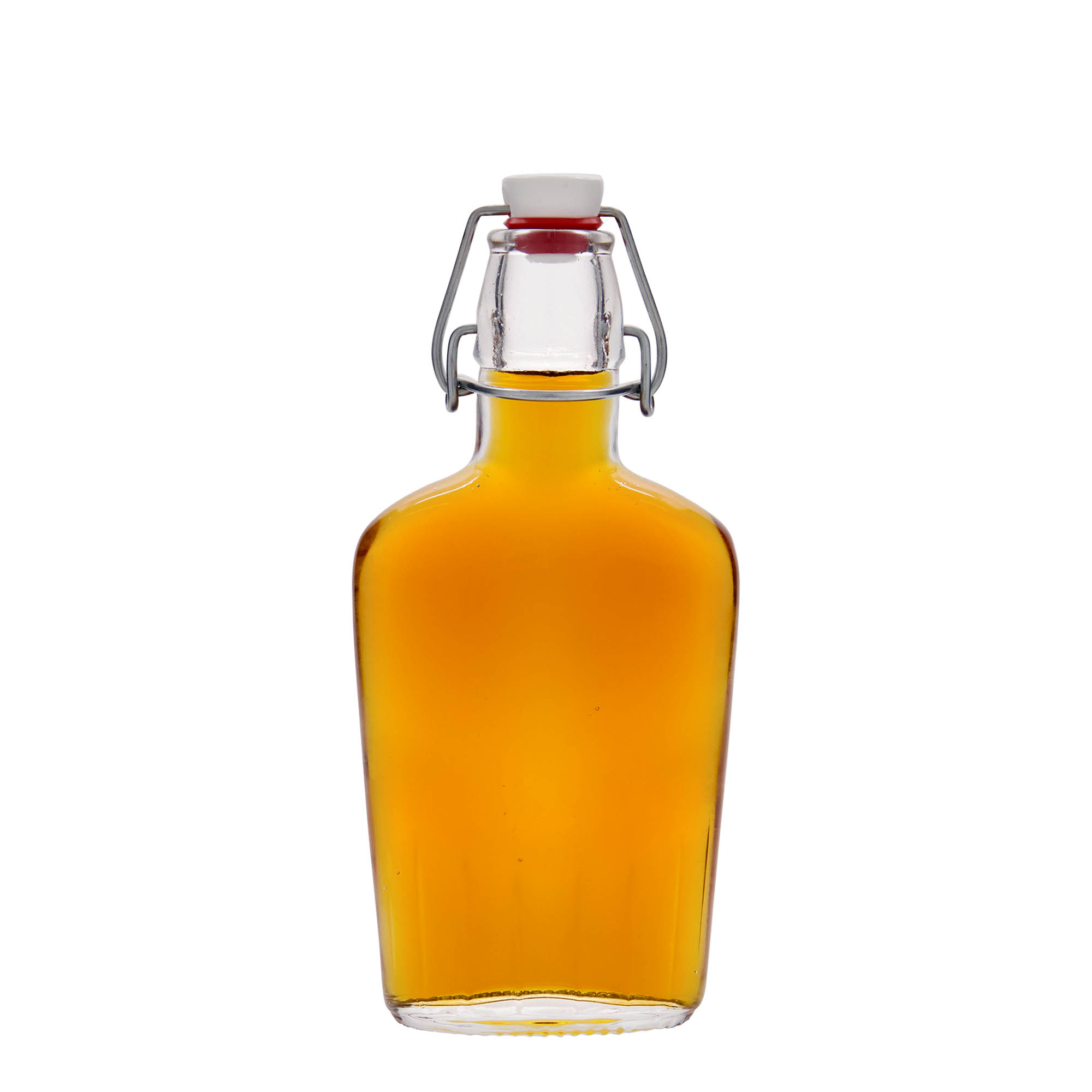 Shishe qelqi 250 ml 'Fiaschetta', ovale, gojë: kapak me kllapë Shishe qelqi 250 ml 'Fiaschetta', ovale, gojë: kapak me kllapë