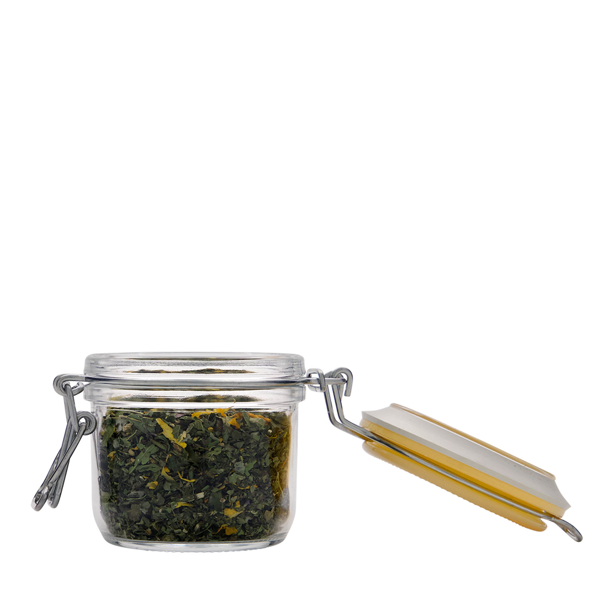 200 ml shishe me kapak me tel 'Fido', e verdhë, hapja: kapak me tel mbyllës