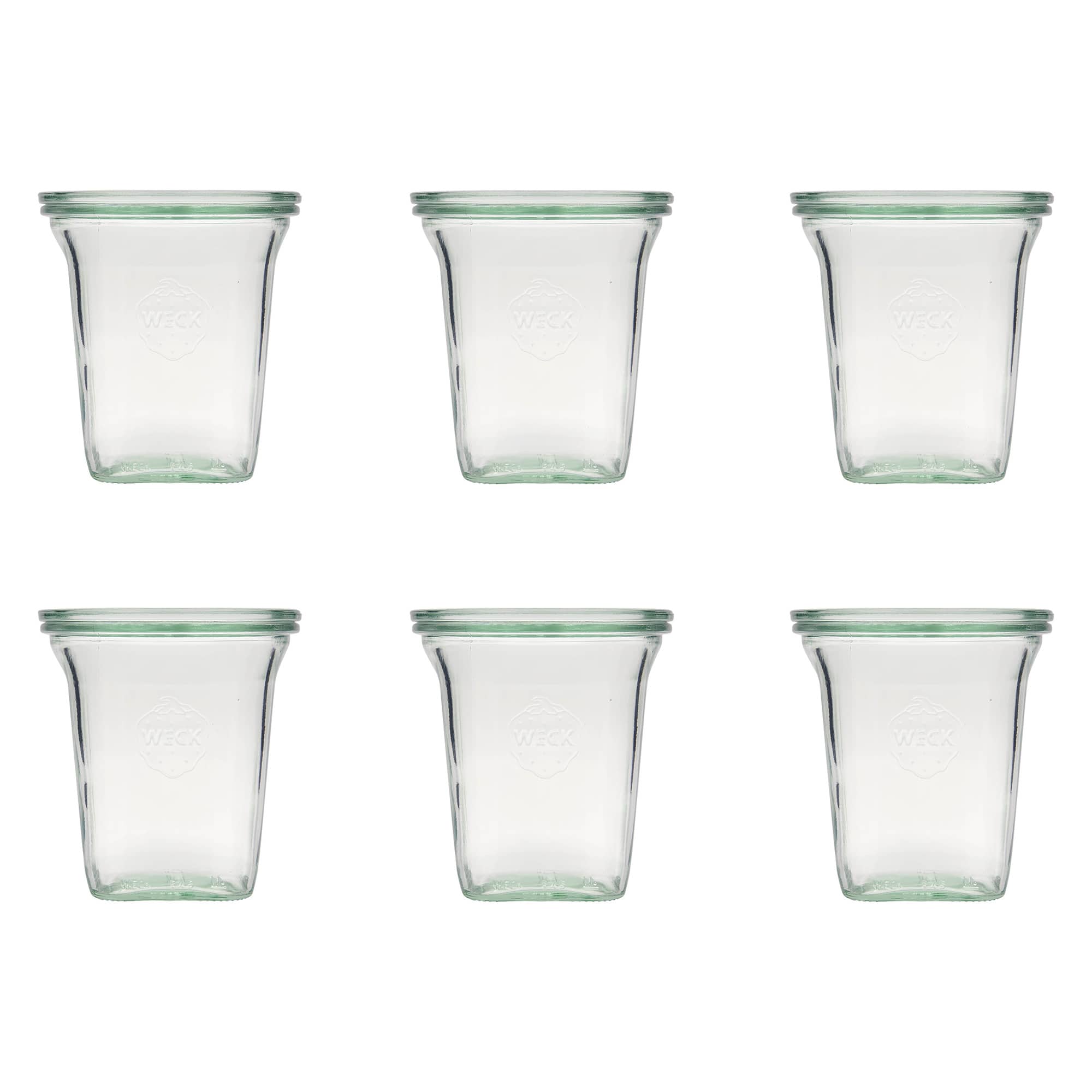 6x 545 ml WECK-Quadroglas me kapak qelqi RR 100