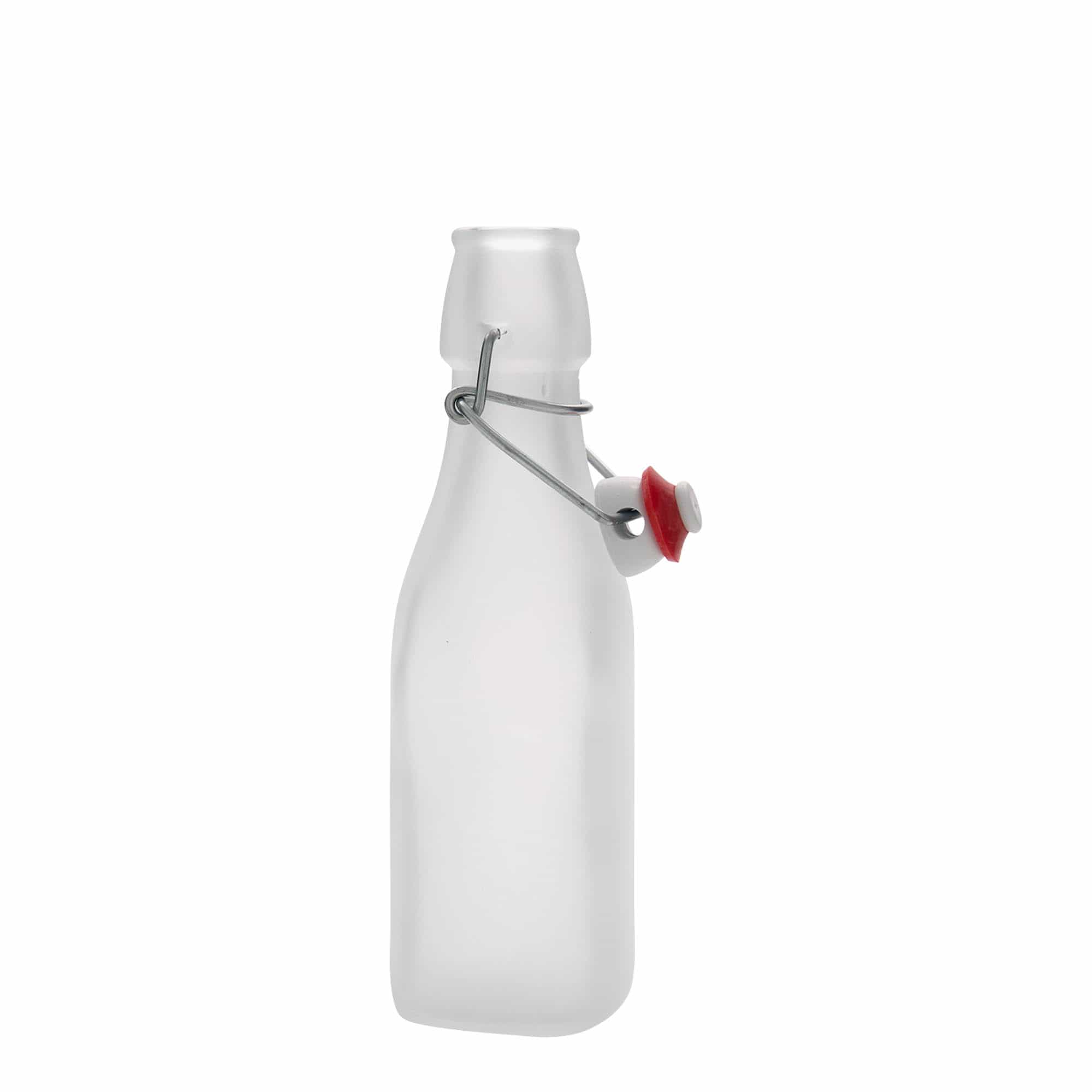 250 ml shishe qelqi 'Swing, katrore, e bardhë, hapje: mbyllje me kapëse