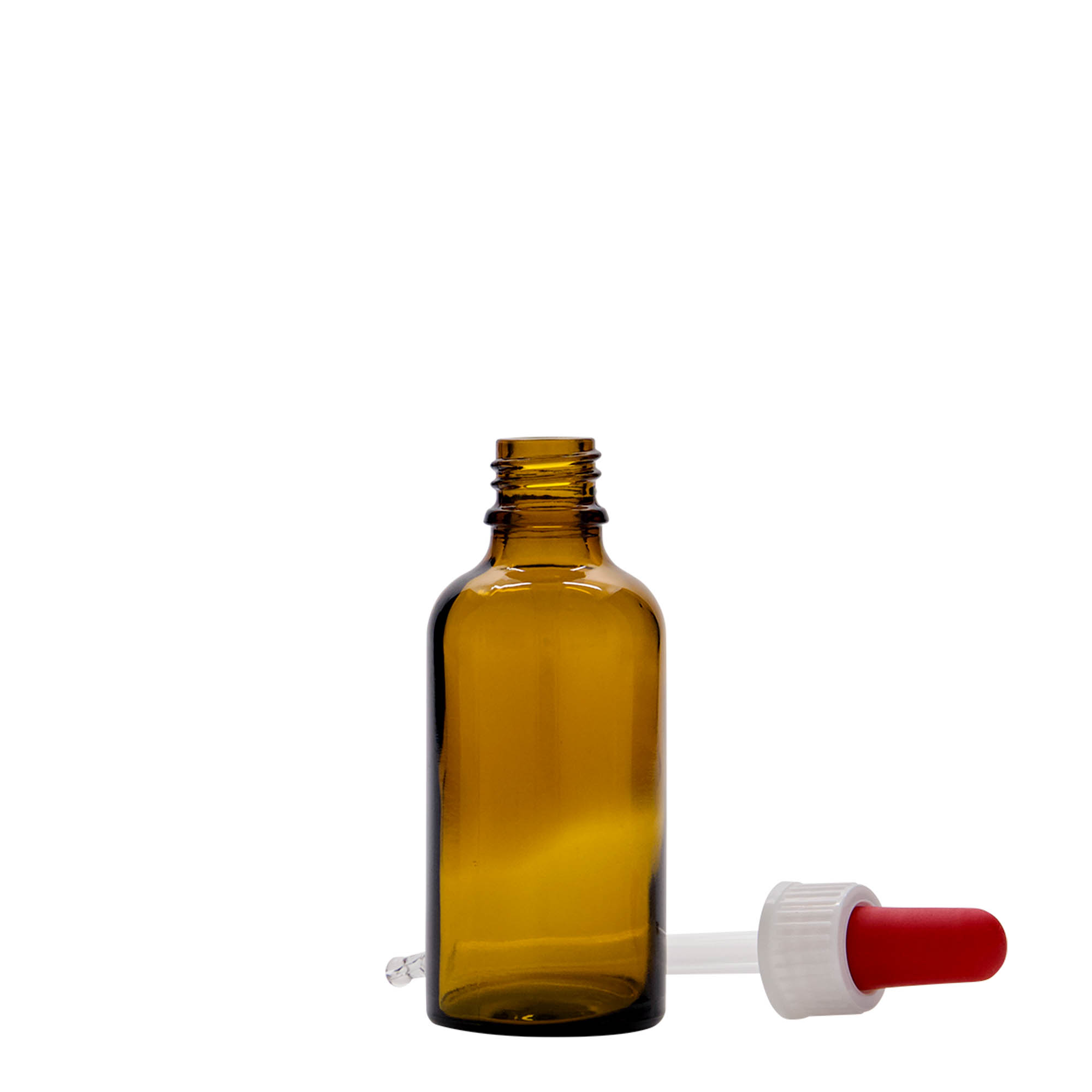 Shishe me pipetë 50 ml, mjekësore, qelq, kafe-kuqe, gojë: DIN 18 Shishe me pipetë 50 ml, mjekësore, qelq, kafe-kuqe, gojë: DIN 18