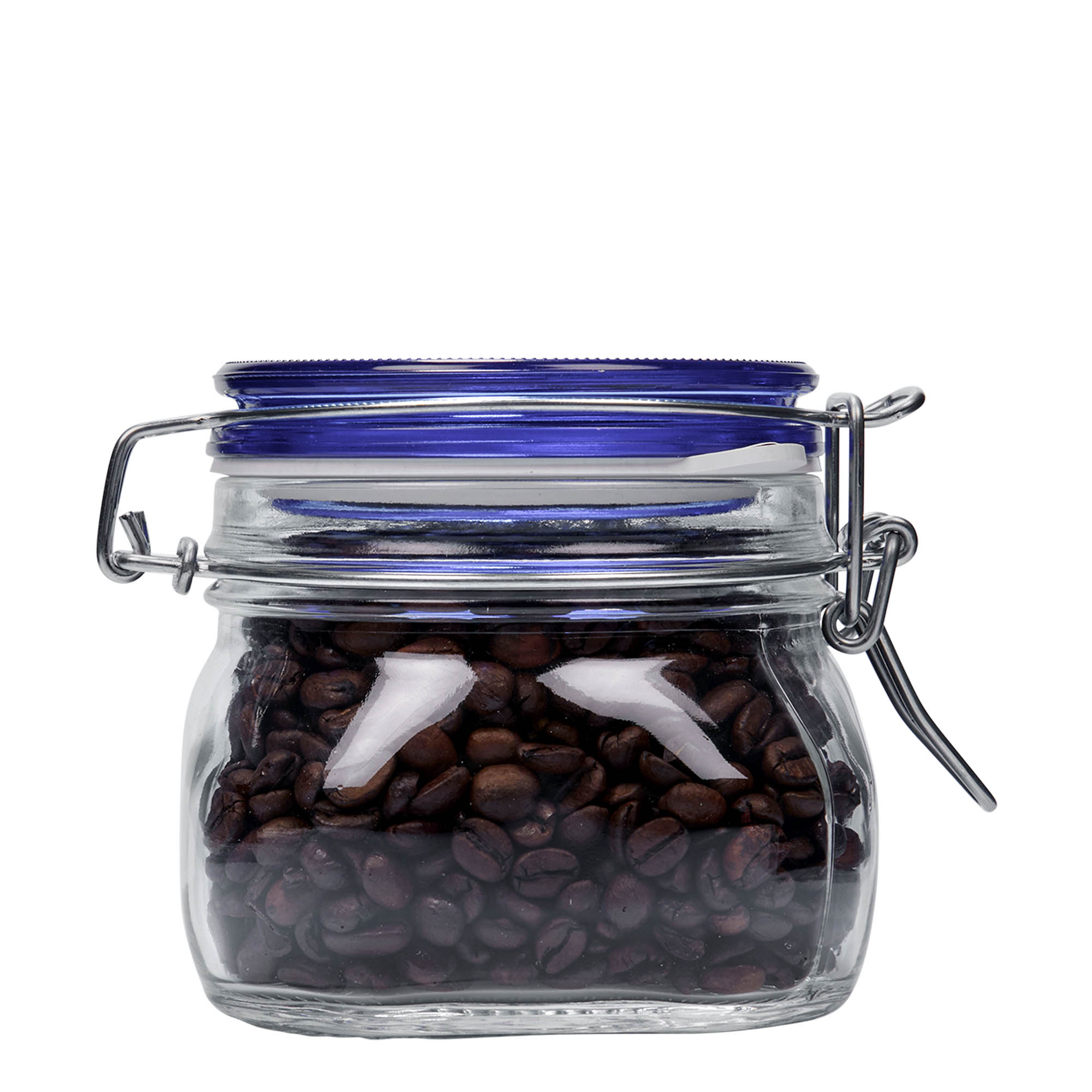 500 ml kavanoz me kapak me tel 'Fido' me kapak blu, katror, hapje: kapak me tel