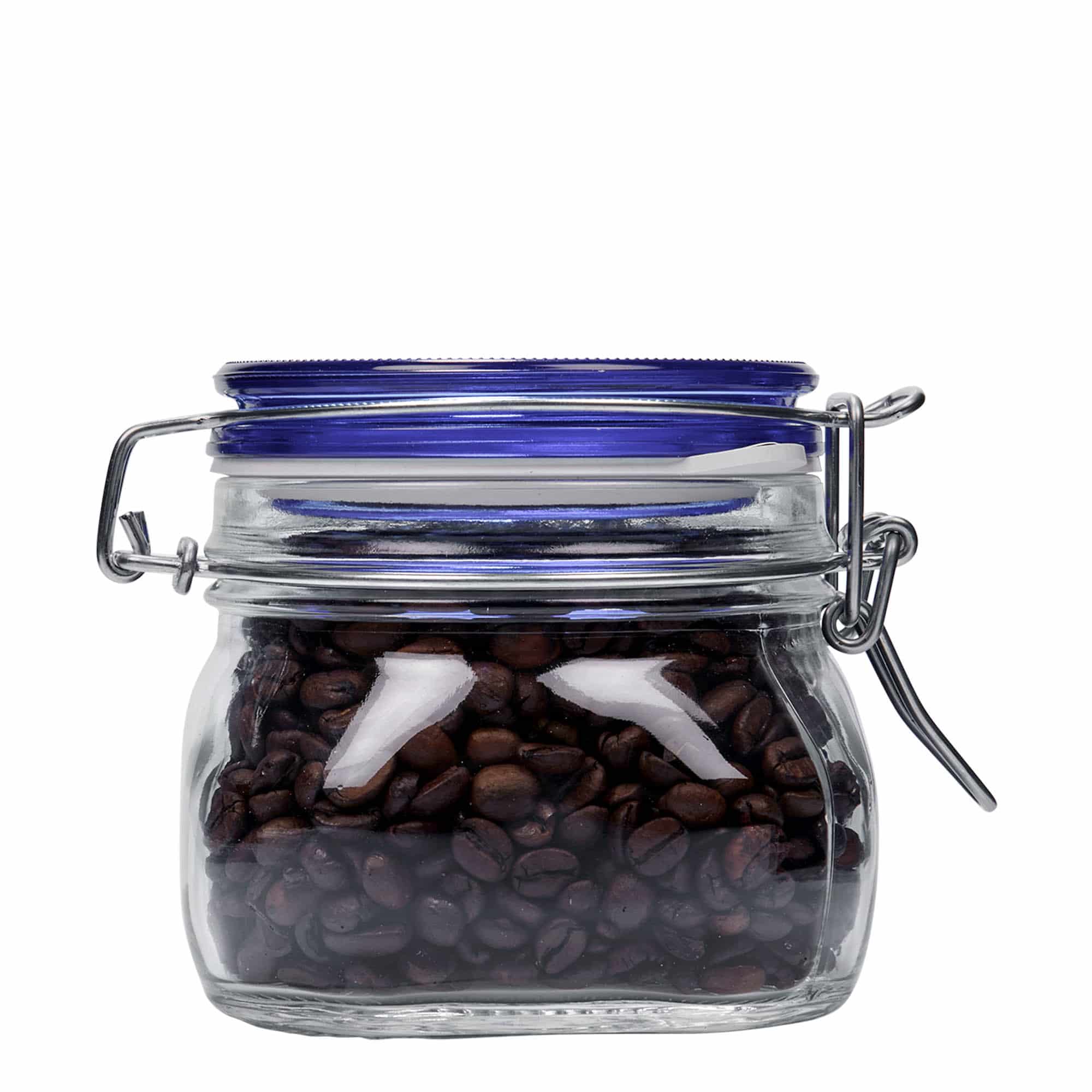 500 ml kavanoz me kapak me tel 'Fido' me kapak blu, katror, hapje: kapak me tel