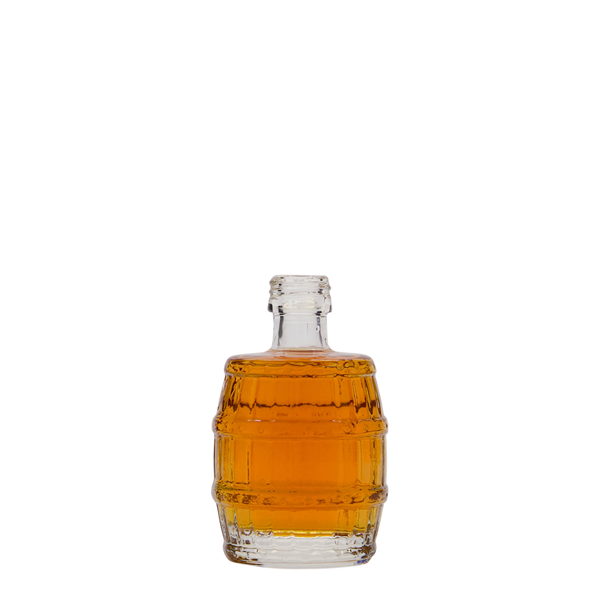 Shishe qelqi 50 ml 'Fass', gojë: PP 18 Shishe qelqi 50 ml 'Fass', gojë: PP 18