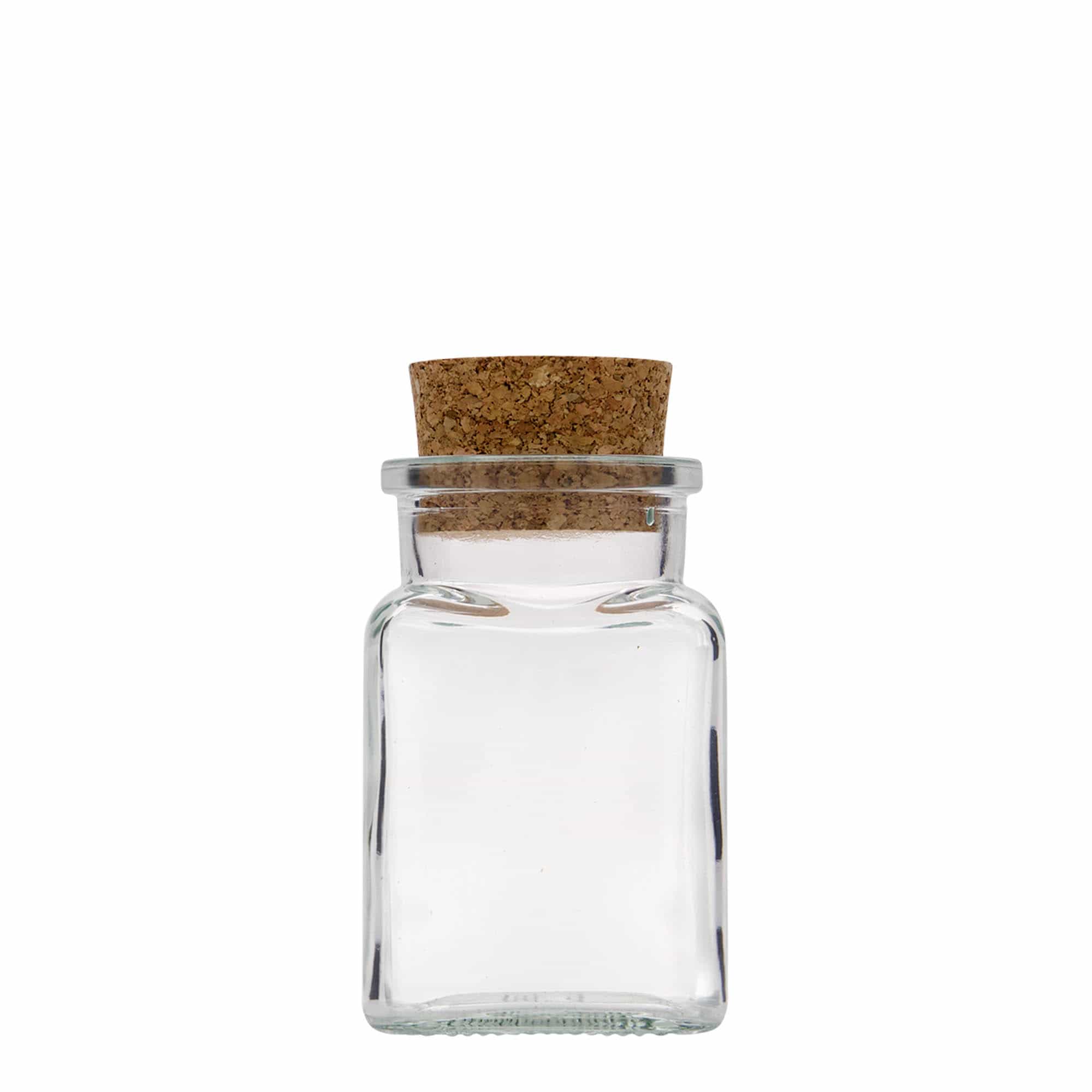 150 ml gotë me kapak kork, katror, gojë: kork