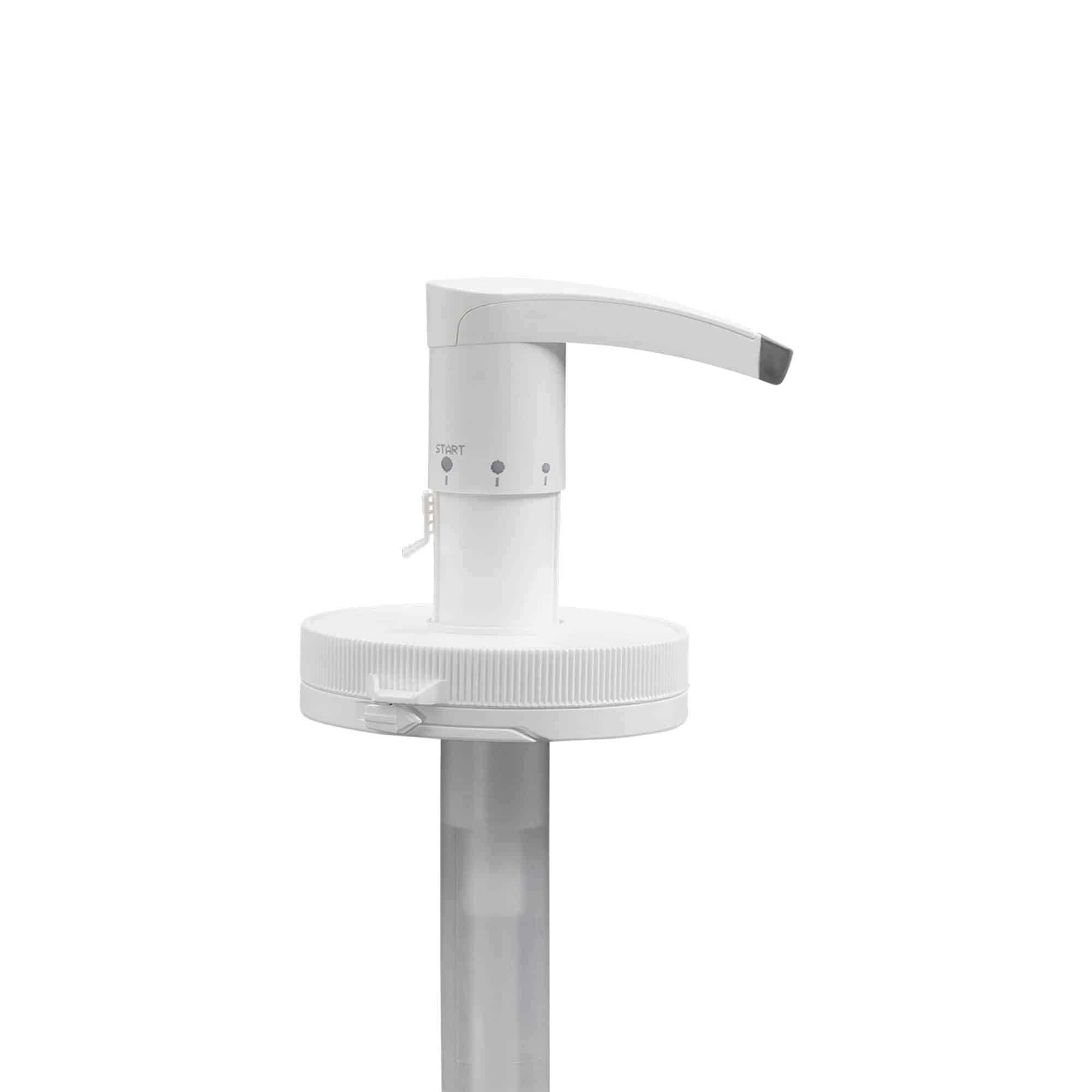 Pompa shpërndarëse për 655 ml 'Securibox', plastikë PE, e bardhë, për gojë: kapak me vidë Pompa shpërndarëse për 655 ml 'Securibox', plastikë PE, e bardhë, për gojë: kapak me vidë