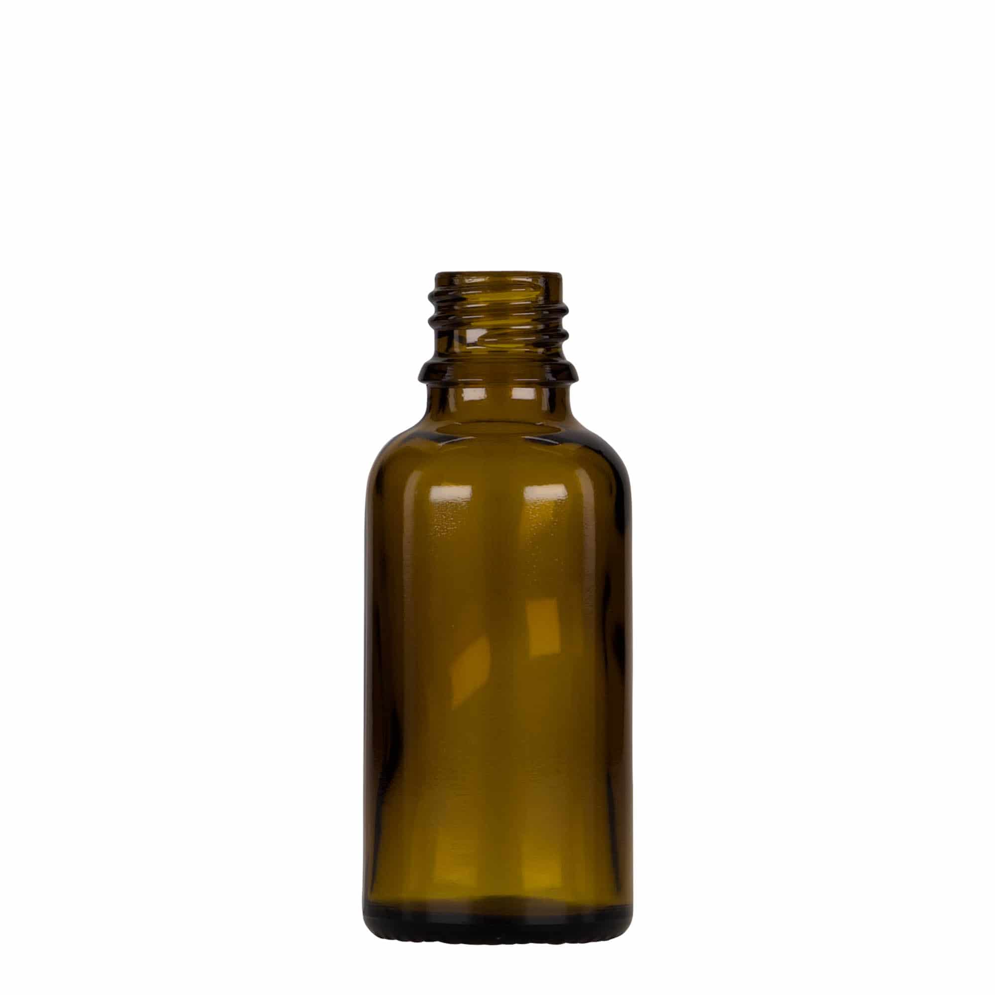 30 ml shishe me pipetë, mjekësore, qelq, kafe-e zezë, gojë: DIN 18