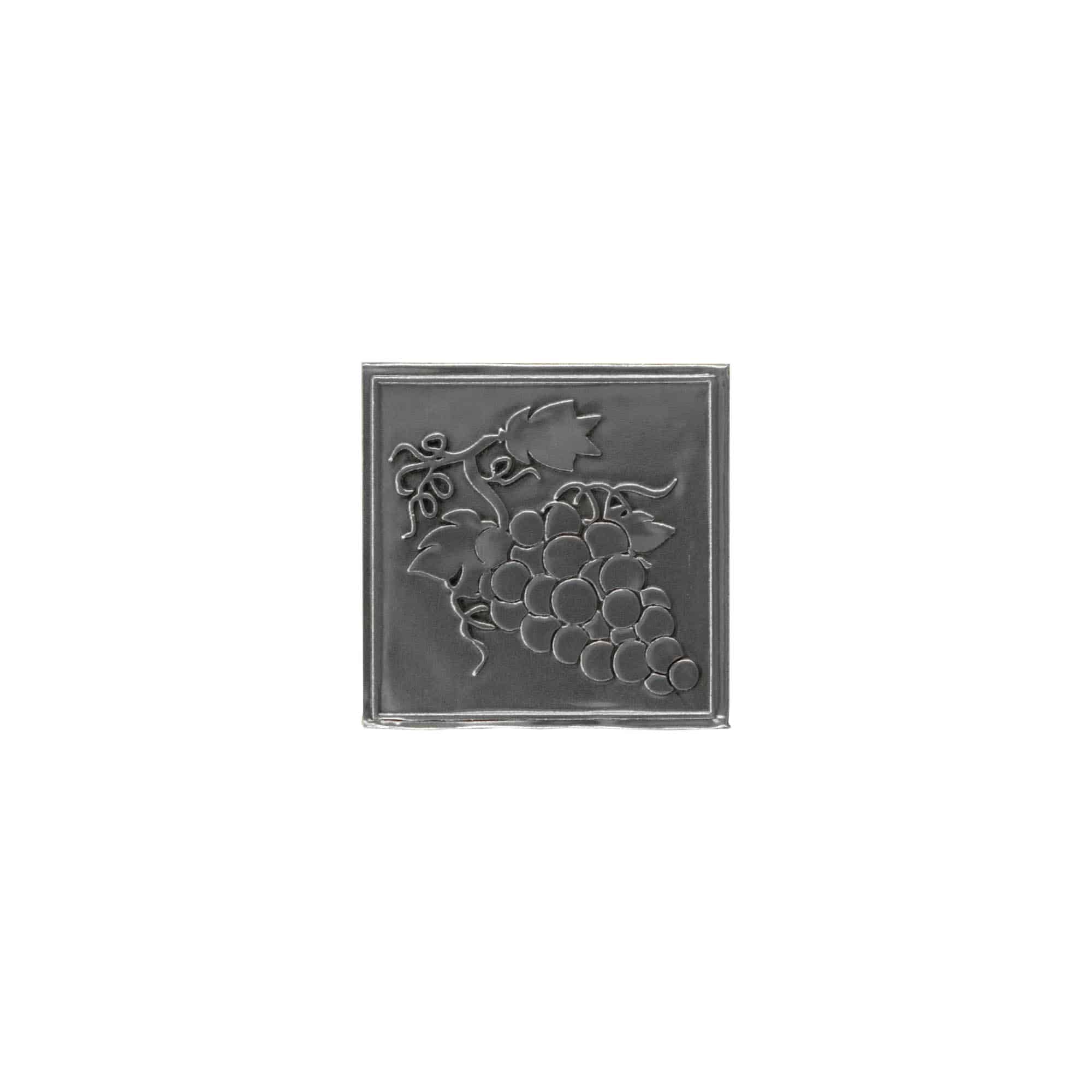 Etiketë prej zinku 'Dru', katrore, metal, argjend