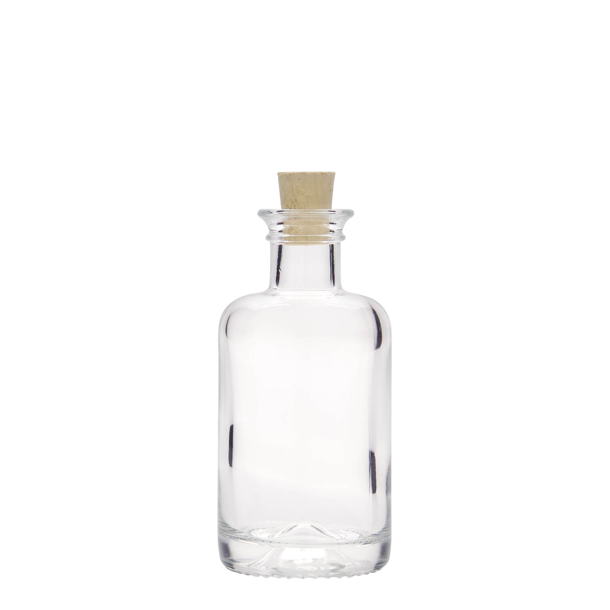 Shishe qelqi 100 ml për farmacist, goja: korek Shishe qelqi 100 ml për farmacist, goja: korek