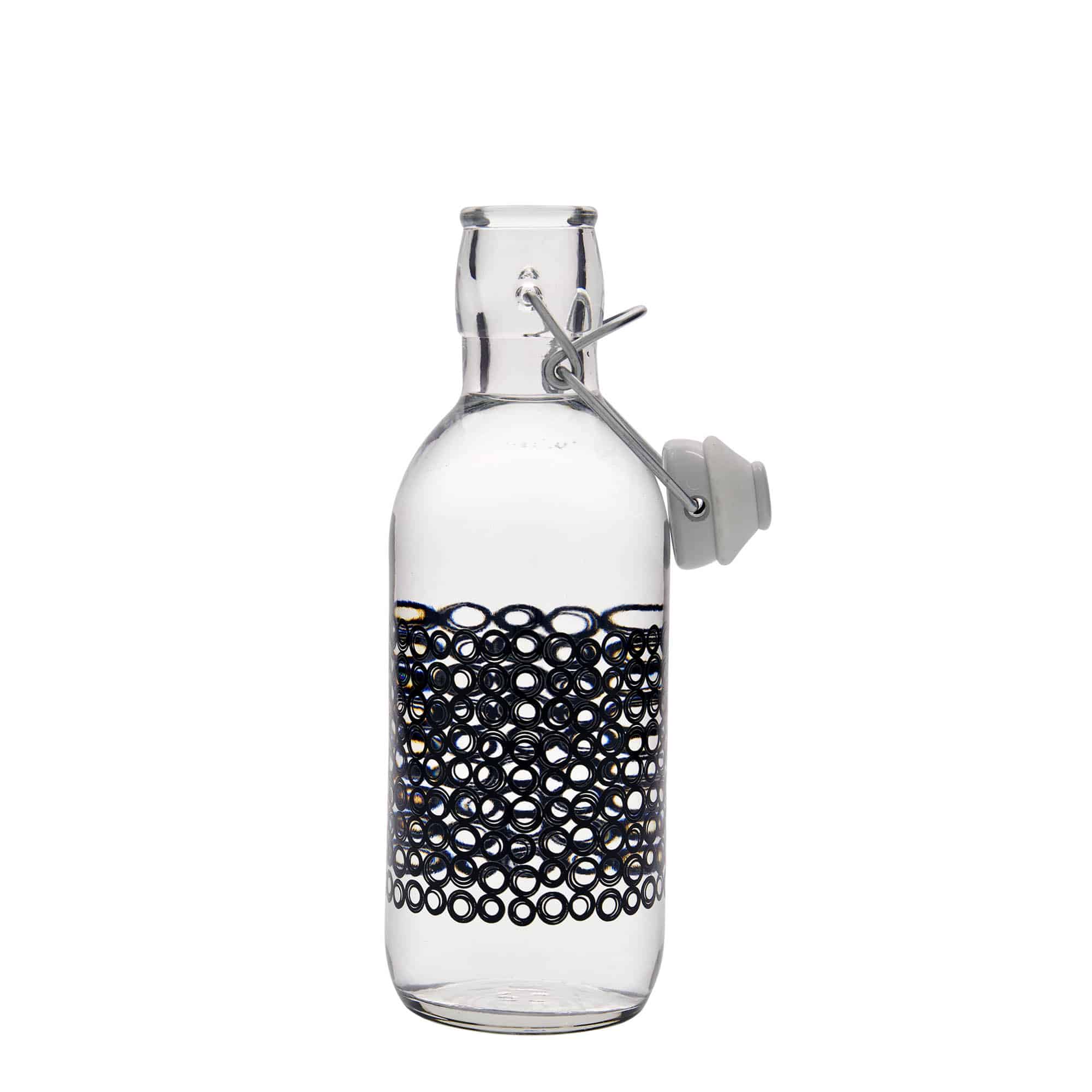 Shishe qelqi 500 ml 'Emilia', motiv: Circola nero, hapje: kapak me brekë