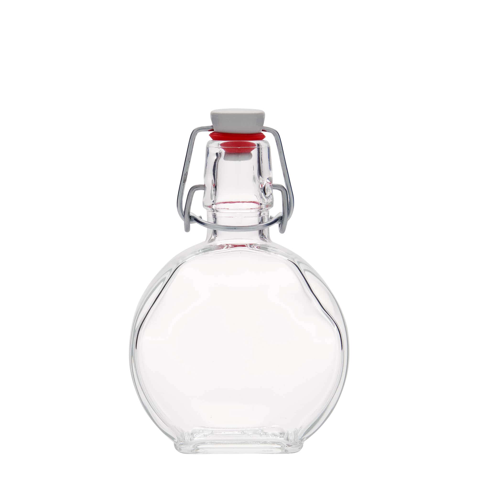 Shishe qelqi 200 ml 'Sensatione', drejtkëndëshe, hapja: mbyllje me kapëse hekurudhe