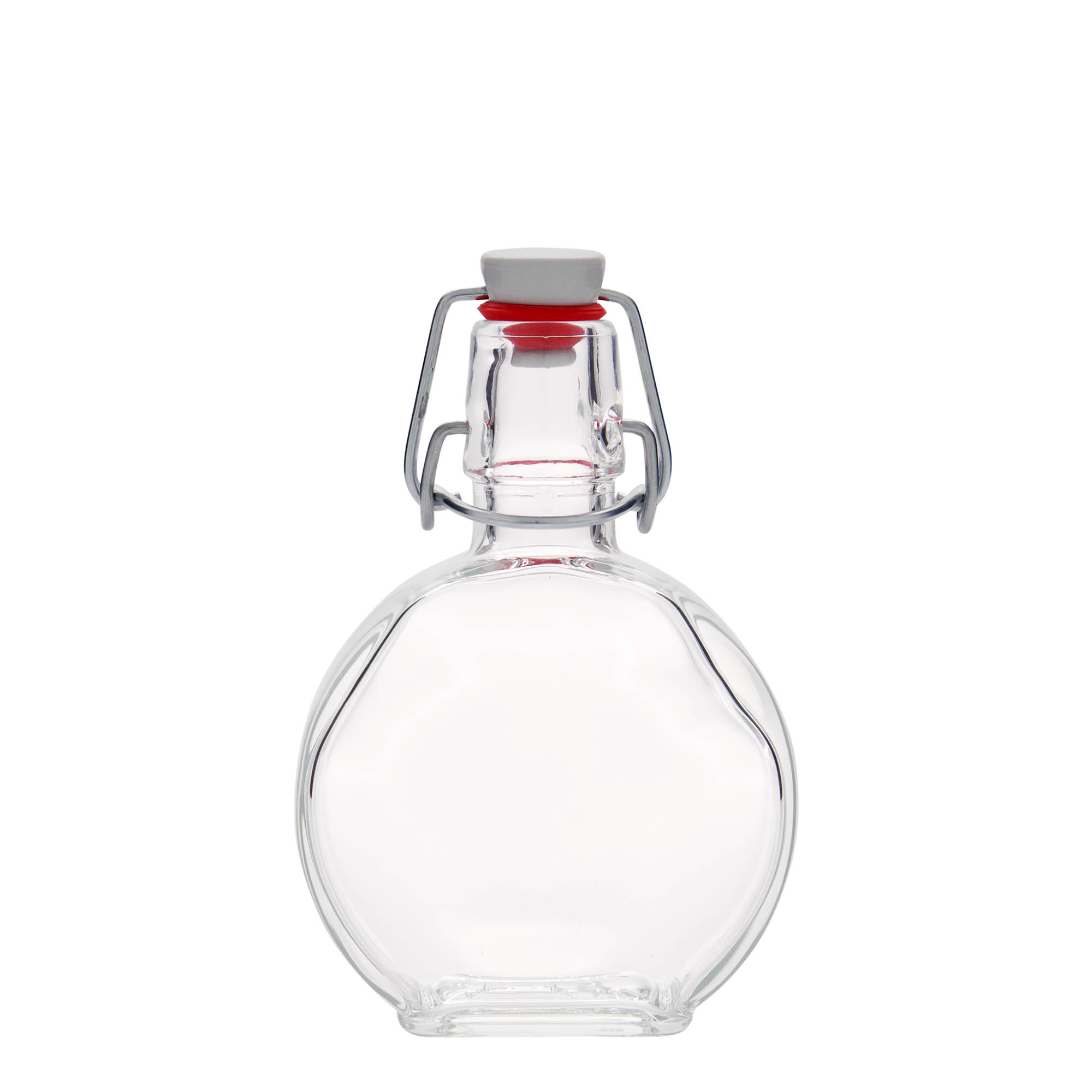 Shishe qelqi 200 ml 'Sensatione', drejtkëndëshe, hapja: mbyllje me kapëse hekurudhe