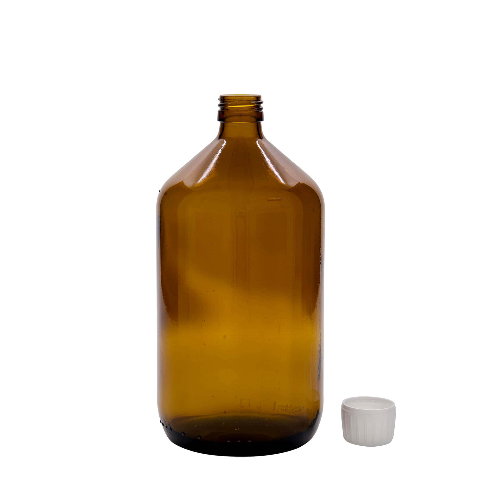 1.000 ml shishe mjekësore, kafe, qelq, gojë: PP 28