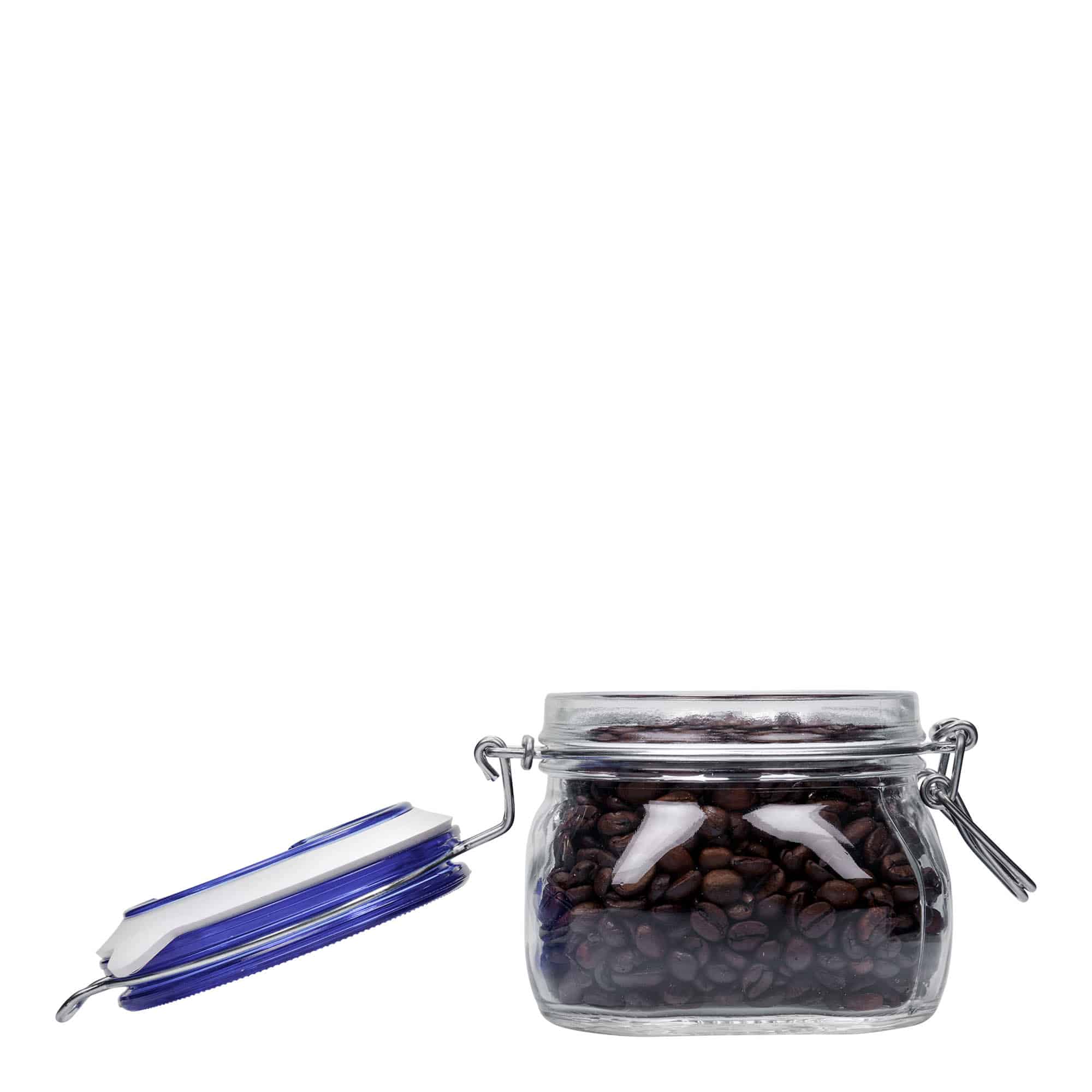 500 ml kavanoz me kapak me tel 'Fido' me kapak blu, katror, hapje: kapak me tel