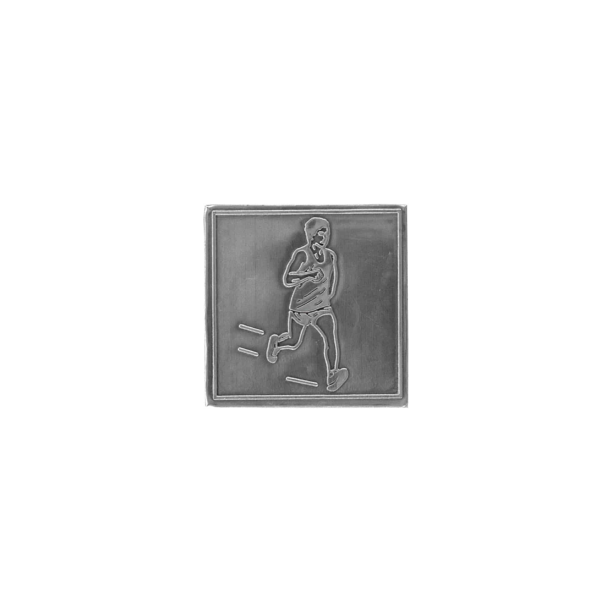 Etiketë prej zinku 'Jogger', katrore, metal, argjend