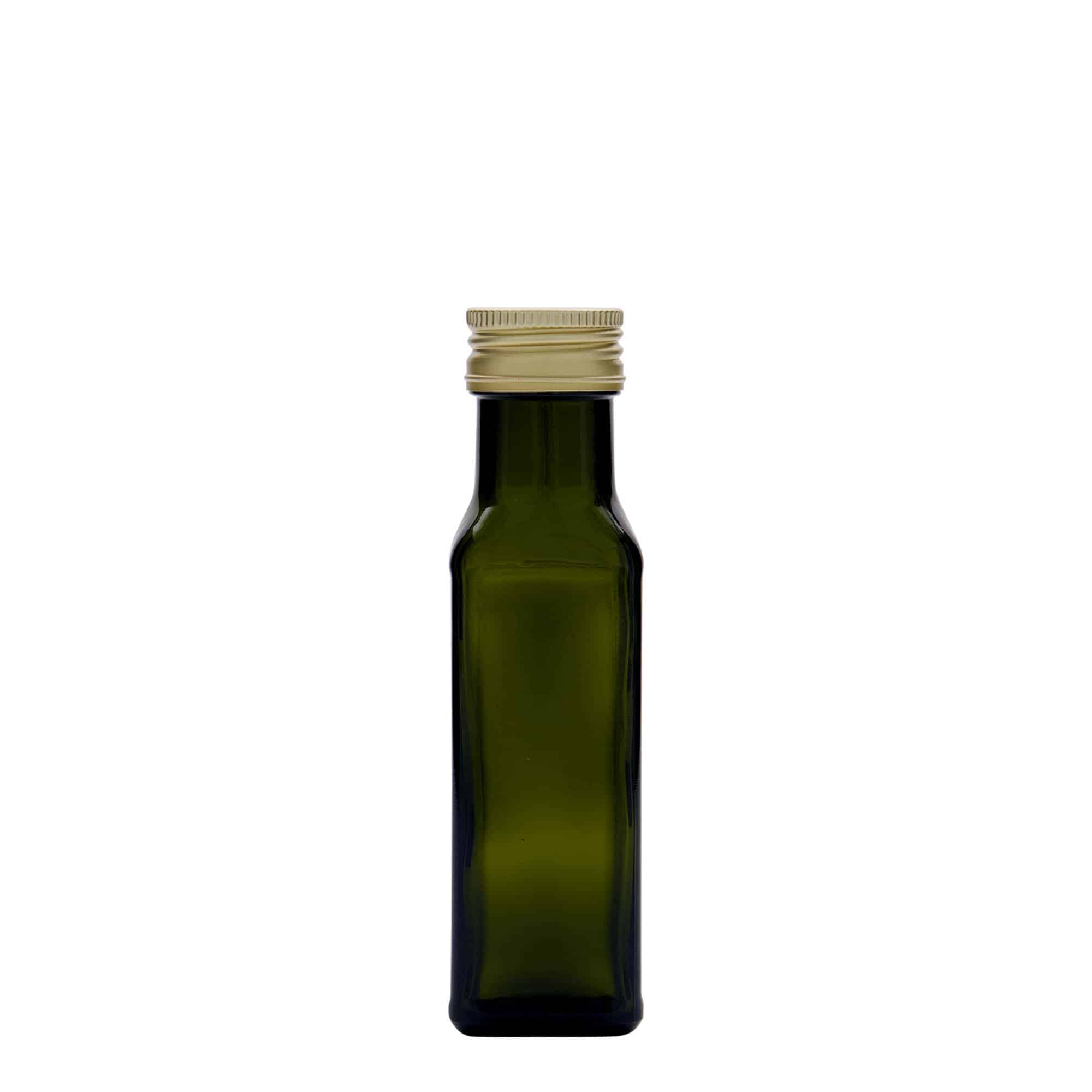 Shishe qelqi 100 ml 'Marasca', katrore, jeshile antike, gojë: PP 31,5