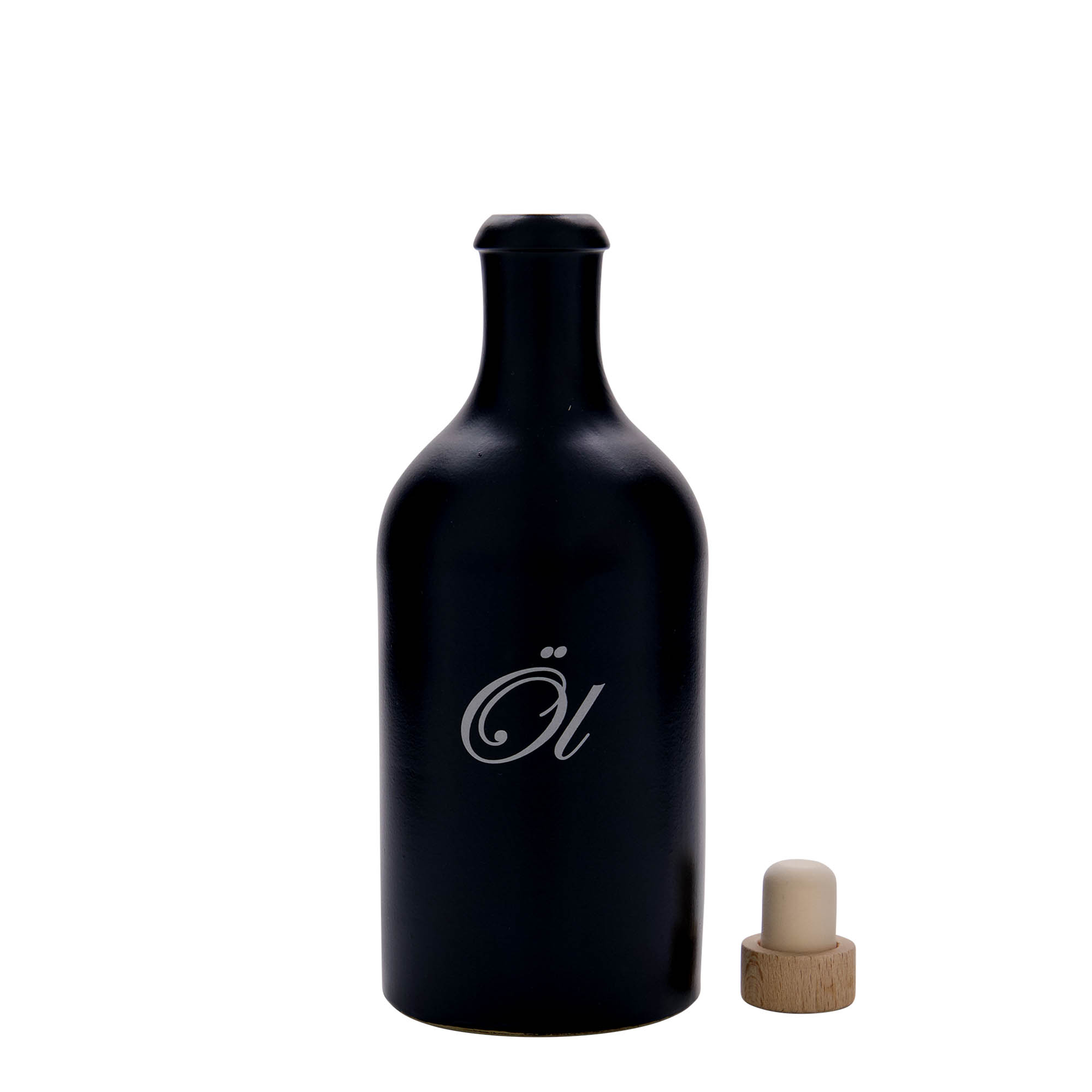 500 ml krua me dhe, motiv: vaj, qeramike, e zezë, goja: kork 500 ml krua me dhe, motiv: vaj, qeramike, e zezë, goja: kork