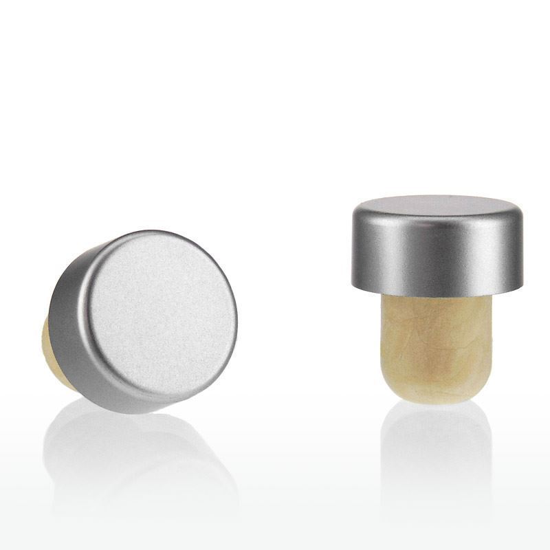 Kapak për shishe 19 mm, plastikë, argjend, për gojën: kork