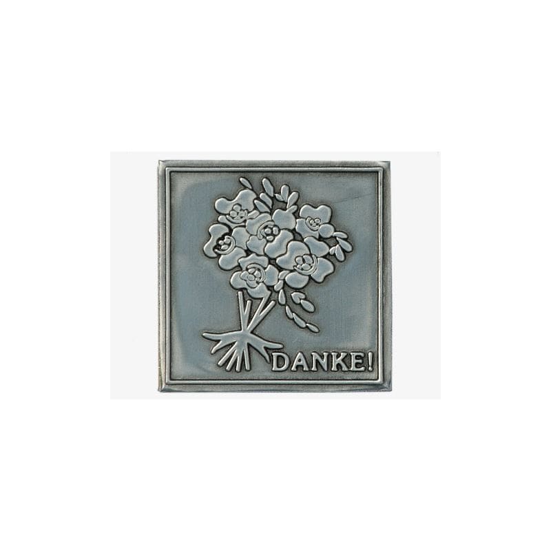 Etiketë prej zinku 'Faleminderit', katrore, metal, argjend