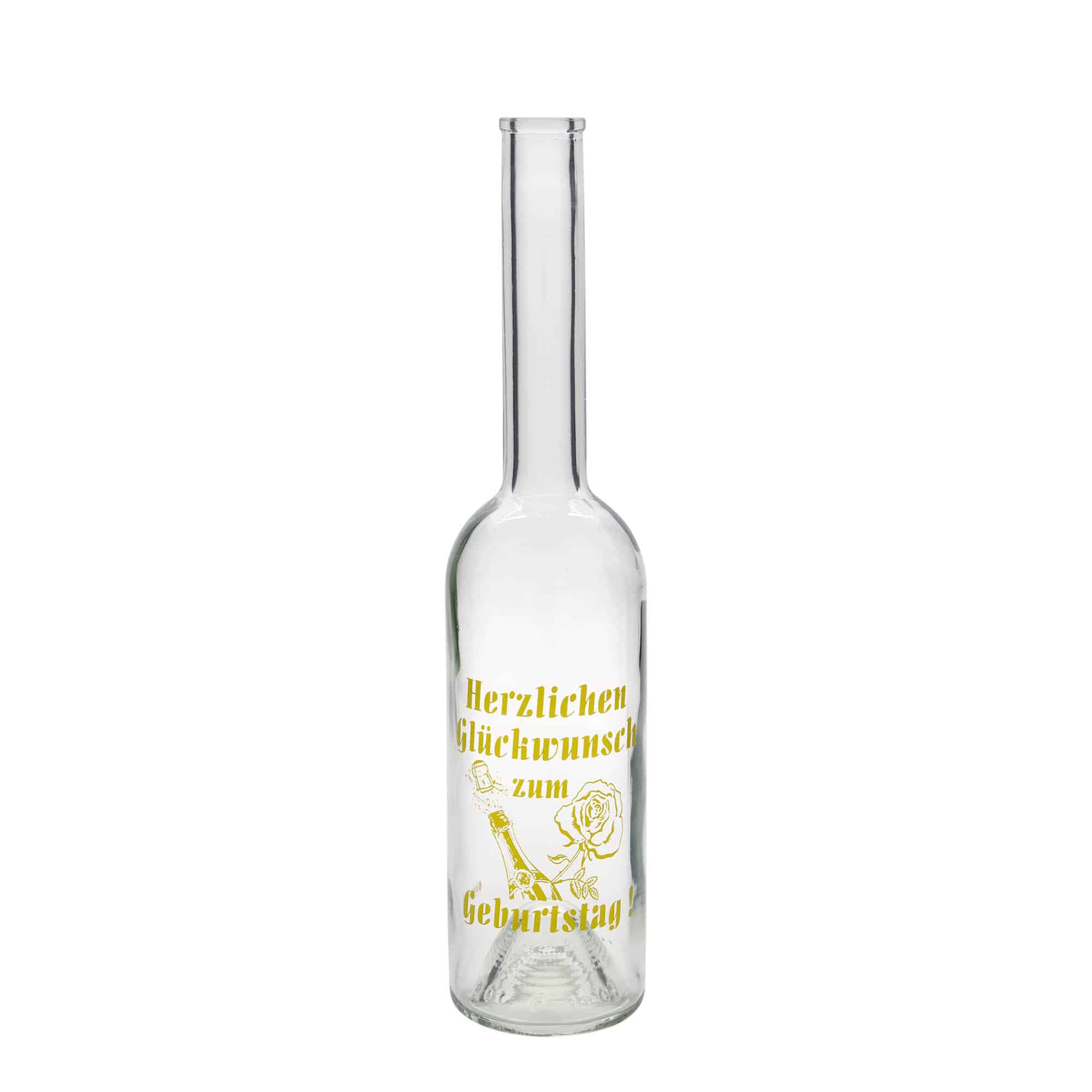 Shishe qelqi 500 ml 'Opera', motiv: shishe ditëlindjeje, grykë: kork
