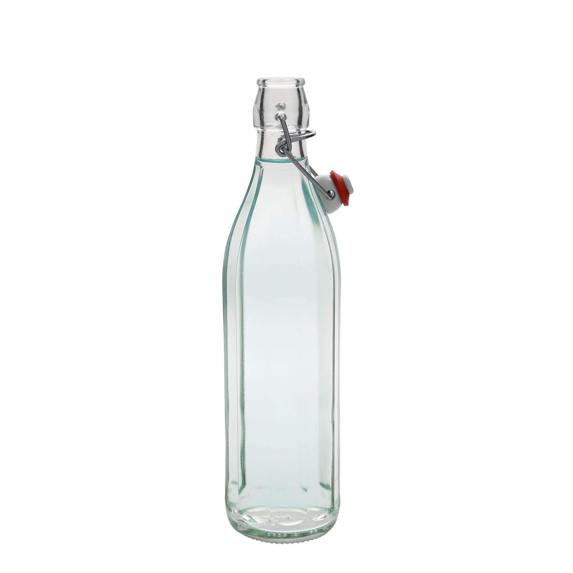 Shishe qelqi 750 ml 'Bravo', tetëkëndëshe, gojë: mbyllje me kapëse.