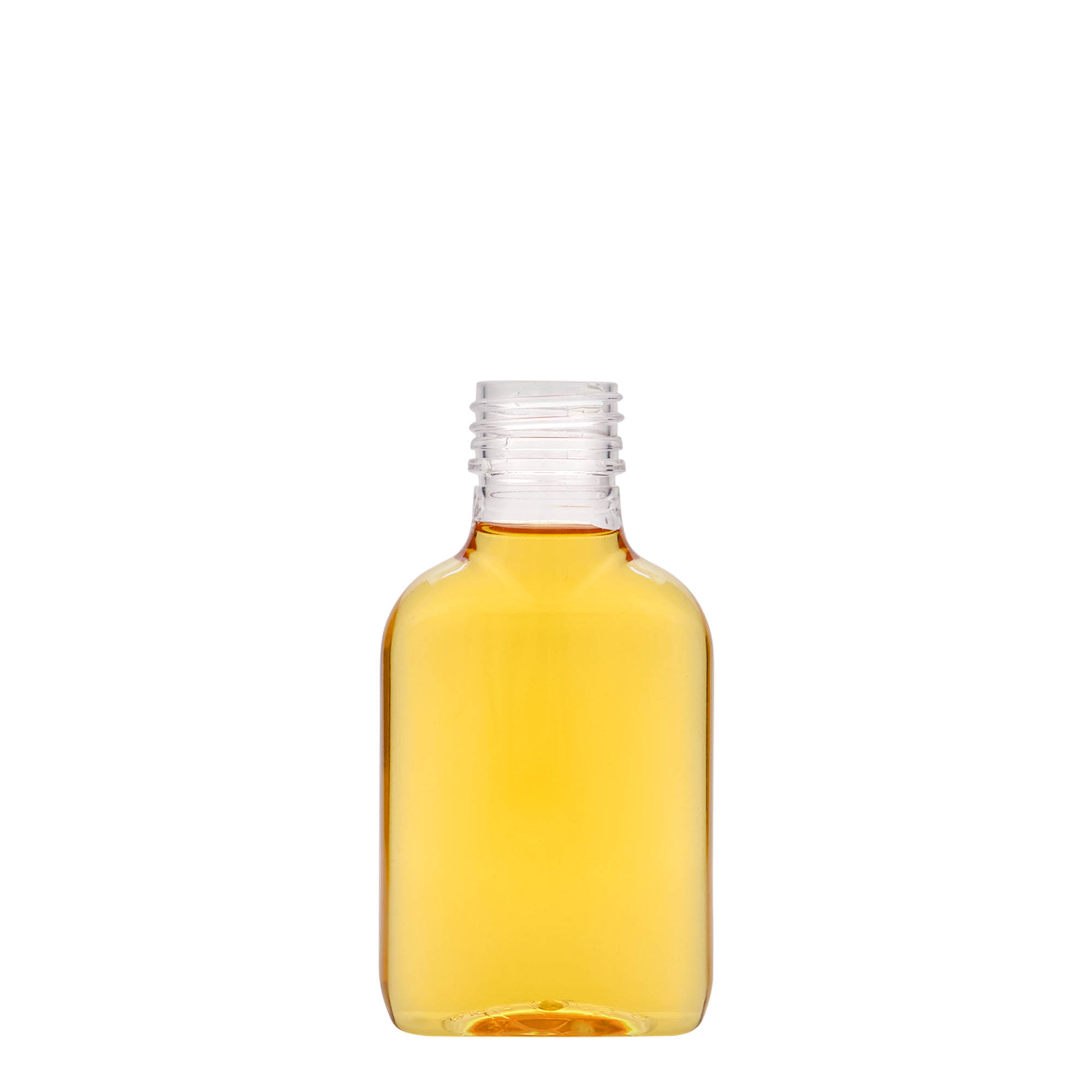 100 ml shishe dore, ovale, plastikë PET, gojë: PP 28