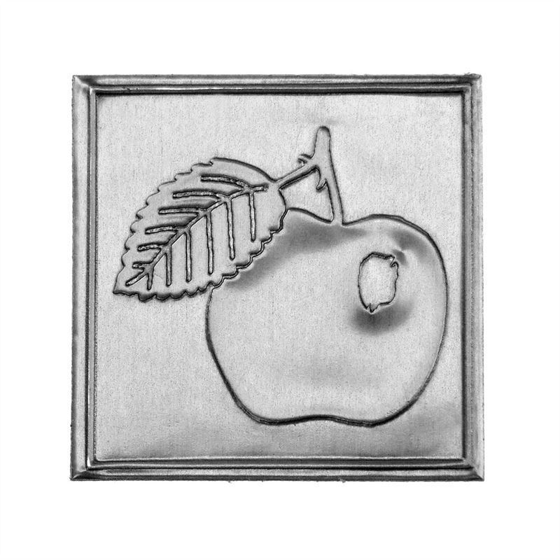 Etiketë prej zinku 'Mollë', katrore, metal, argjend Etiketë prej zinku 'Mollë', katrore, metal, argjend